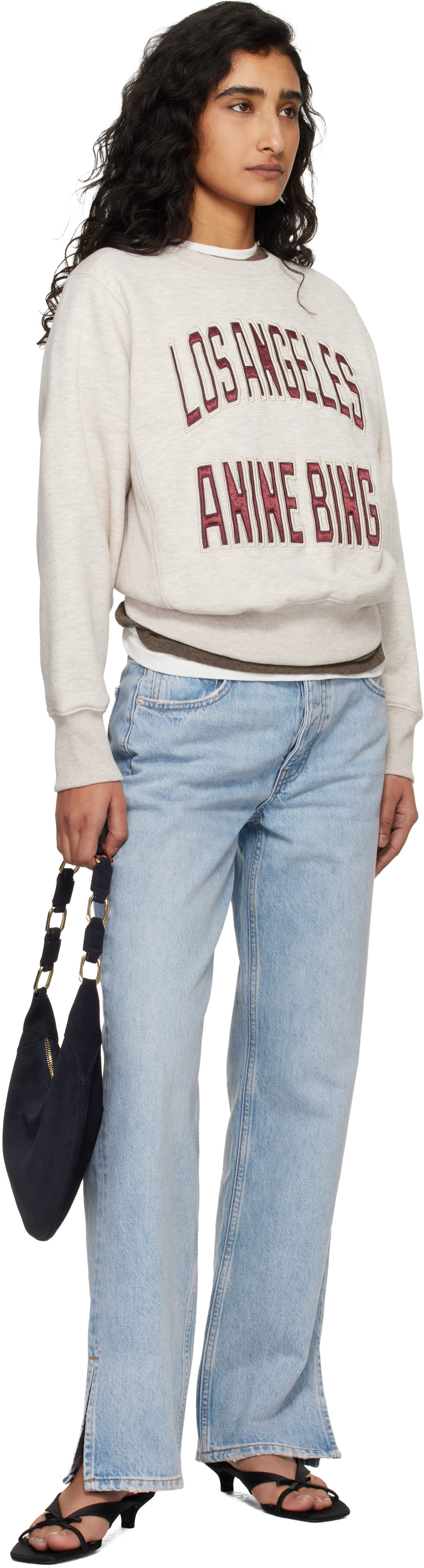 ANINE BING - Pull molletonné rétréci Harry beige
