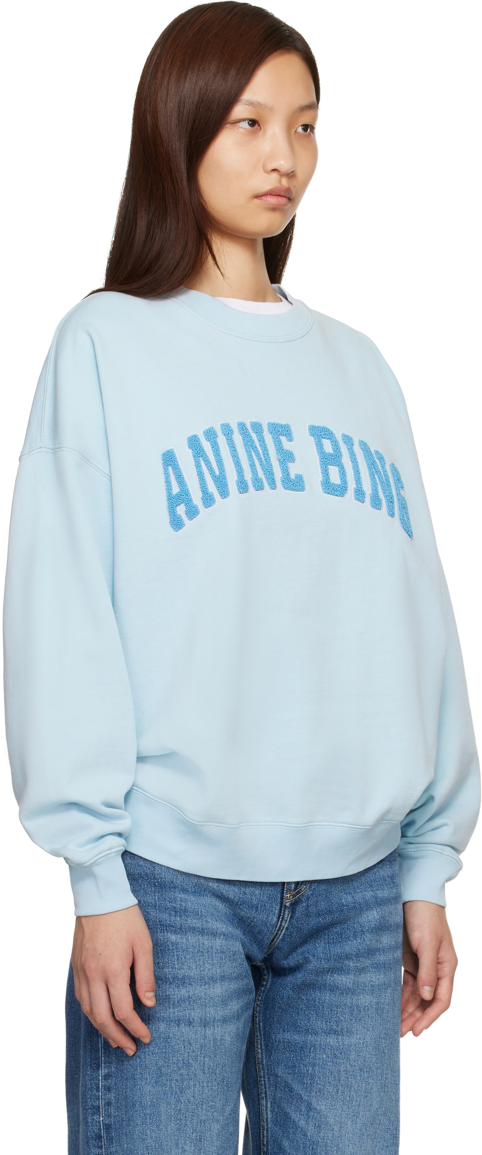 ANINE BING - Pull molletonné Miles bleu à logo