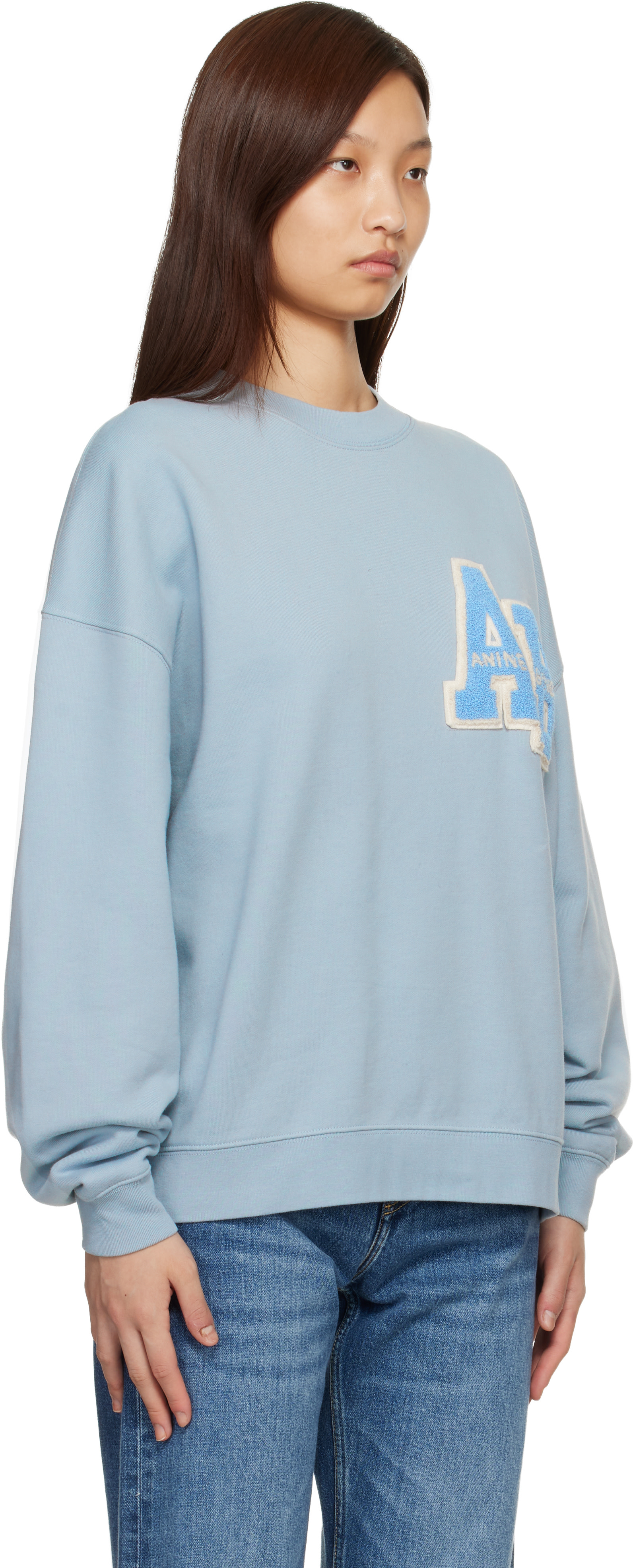ANINE BING - Pull teddy surdimensionné Miles bleu en molleton