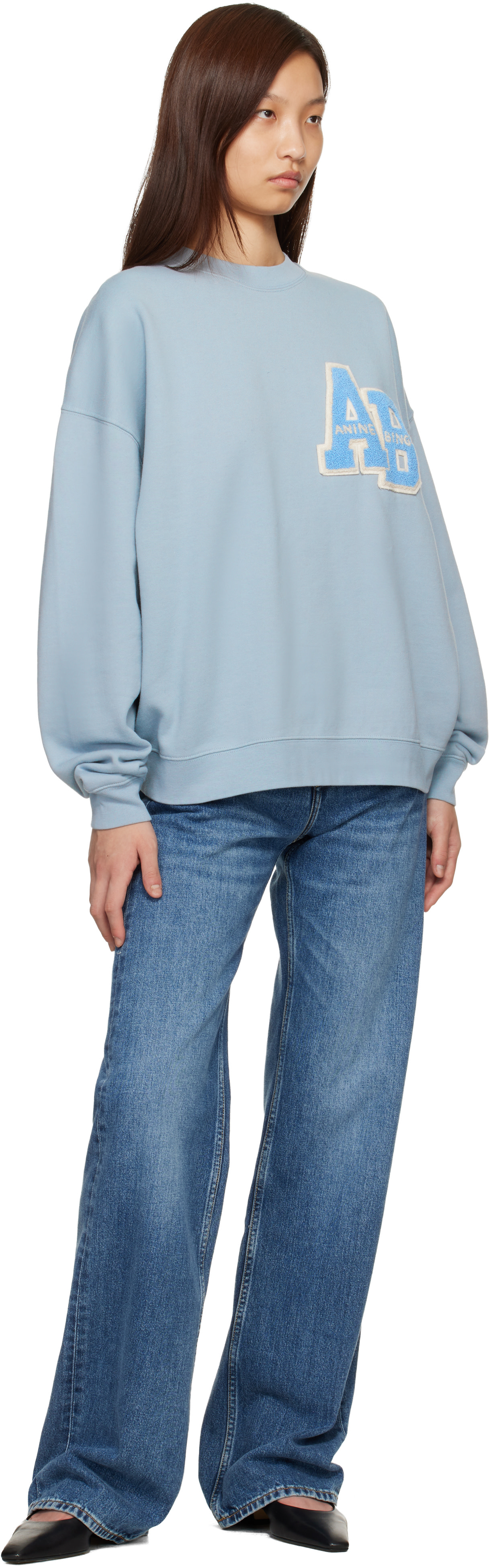 ANINE BING - Pull teddy surdimensionné Miles bleu en molleton
