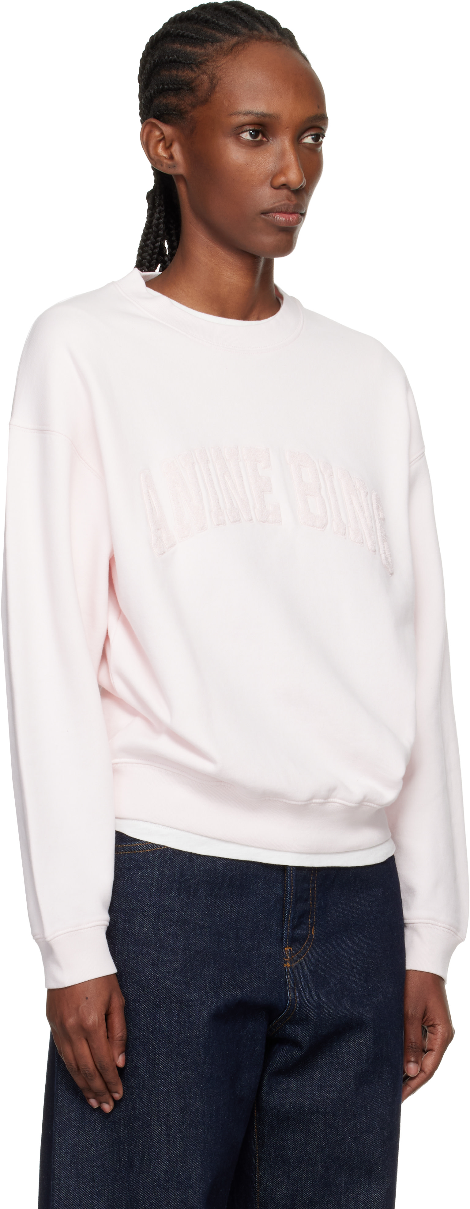ANINE BING - Pull molletonné Spencer rose à logo