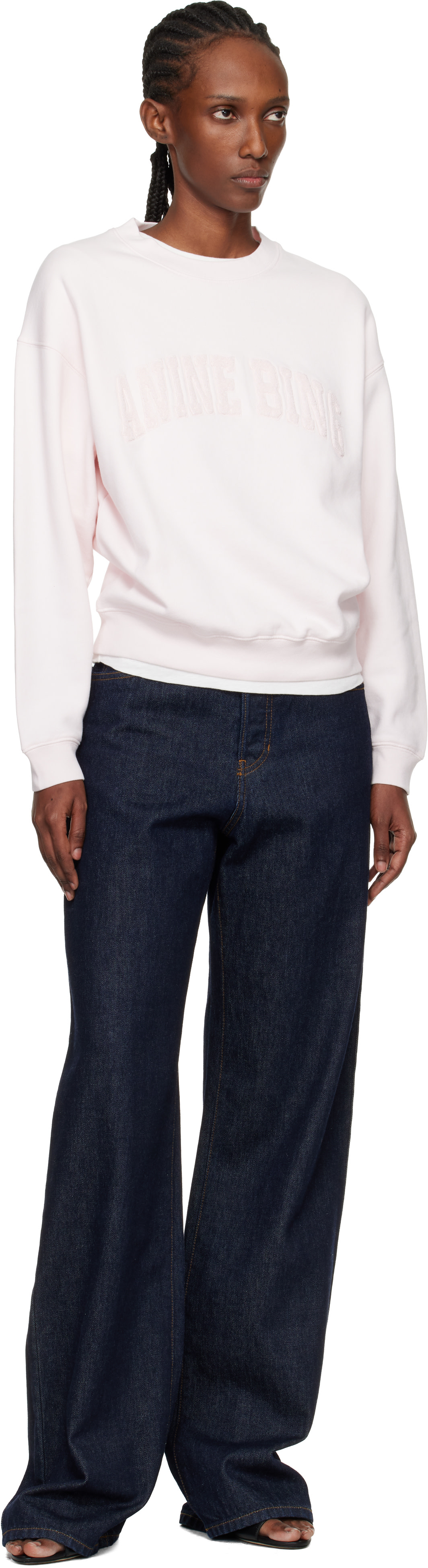 ANINE BING - Pull molletonné Spencer rose à logo