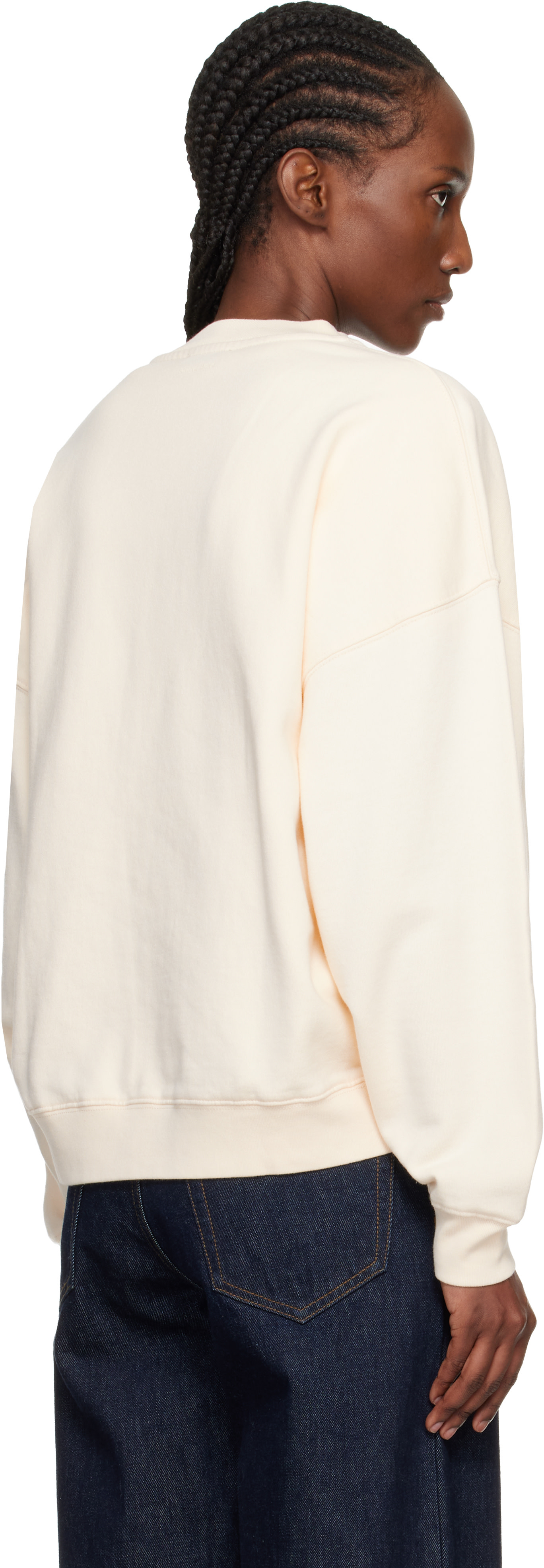 ANINE BING - Pull molletonné Miles blanc cassé à image de style collégial