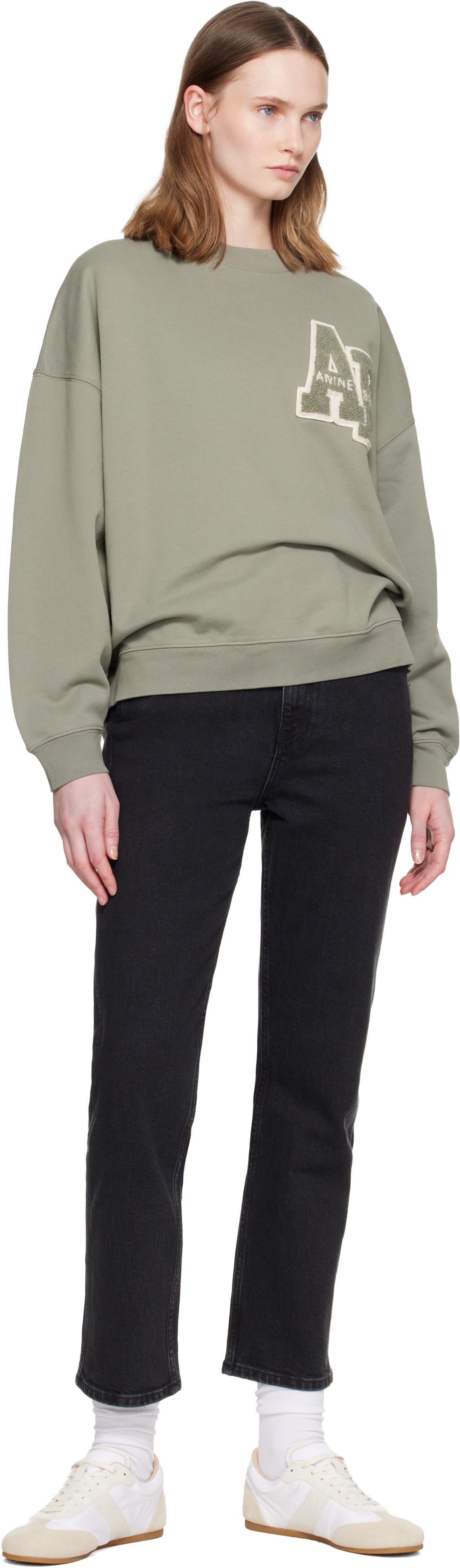 ANINE BING - Pull teddy Miles vert en molleton