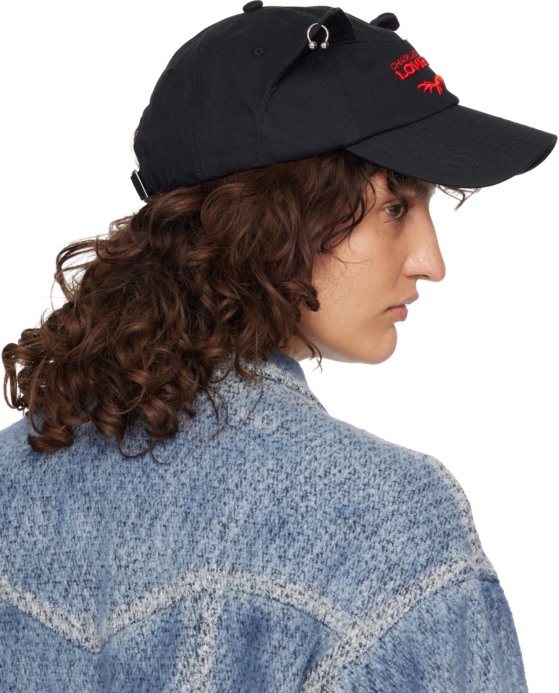 Charles Jeffrey LOVERBOY: Black Pierced Ears Exclusive Cap | SSENSE