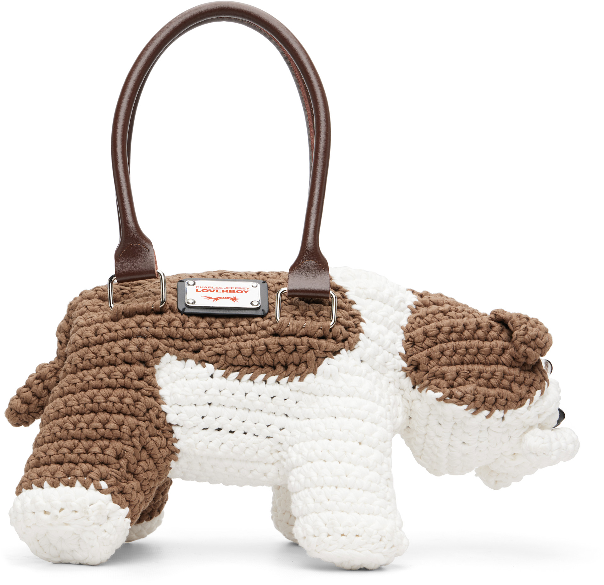ボディーバッグ CHARLES JEFFREY BAG Charles Jeffrey LOVERBOY: White & Brown Bulldog Bag | SSENSE