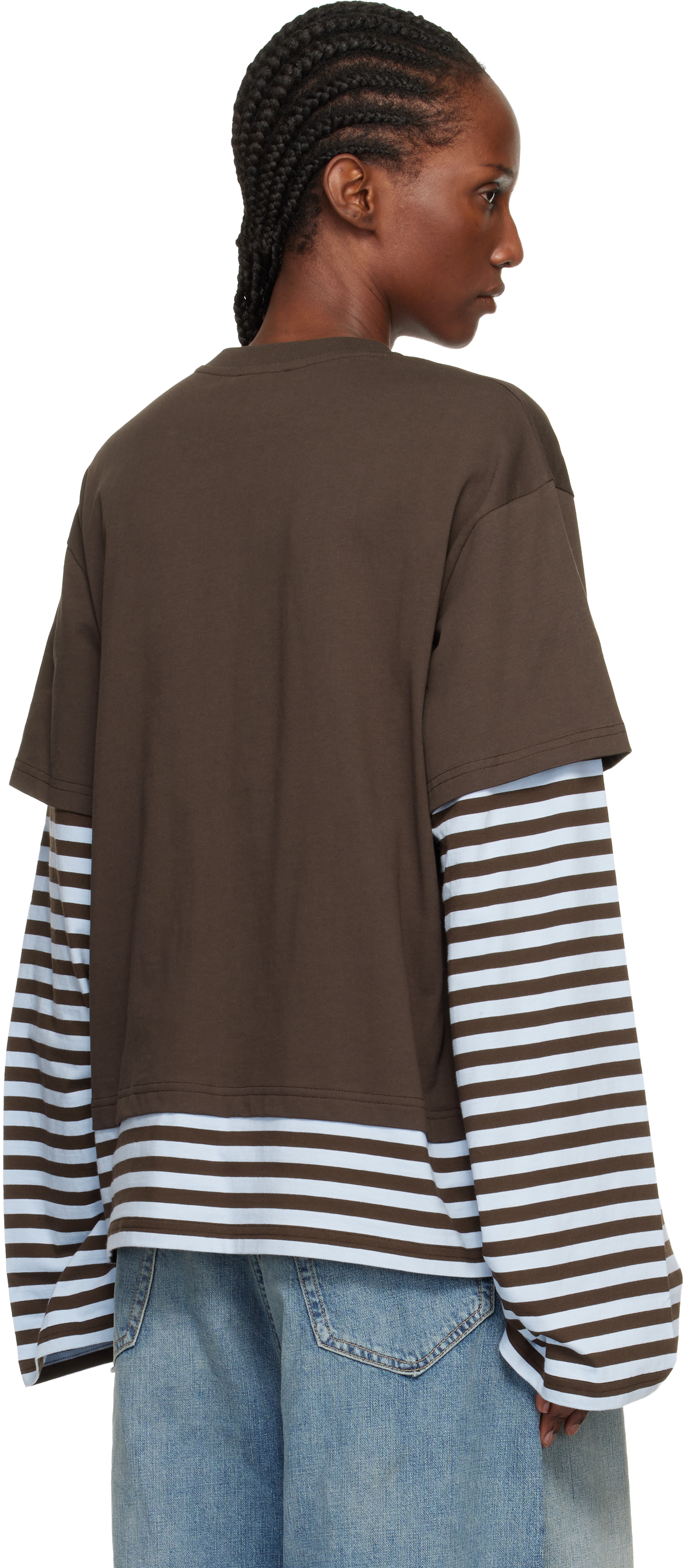 Charles Jeffrey LOVERBOY: Brown & Blue Long Sleeve Knit Patch 2-In