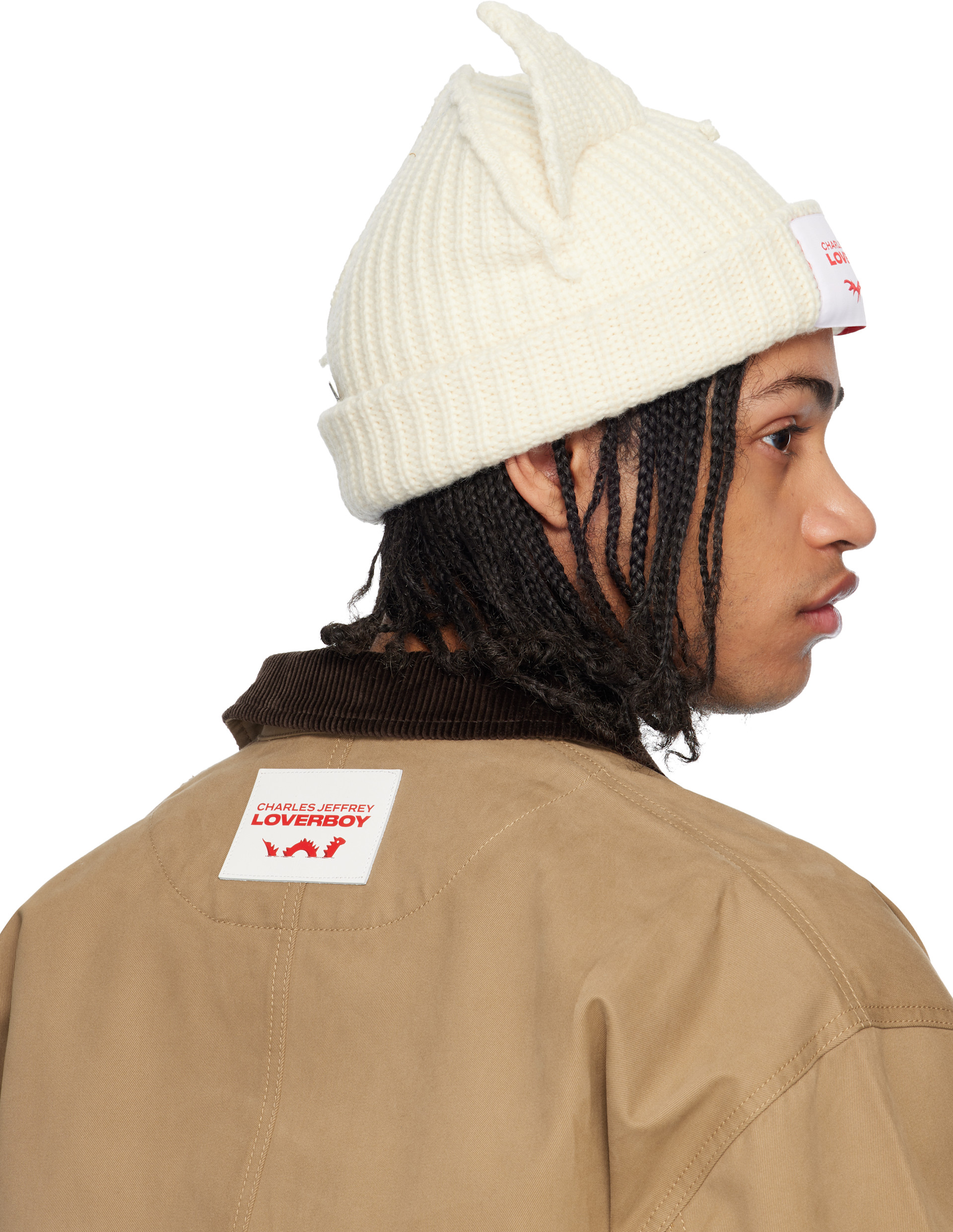 Charles Jeffrey LOVERBOY: Off-White Chunky Ears Beanie | SSENSE