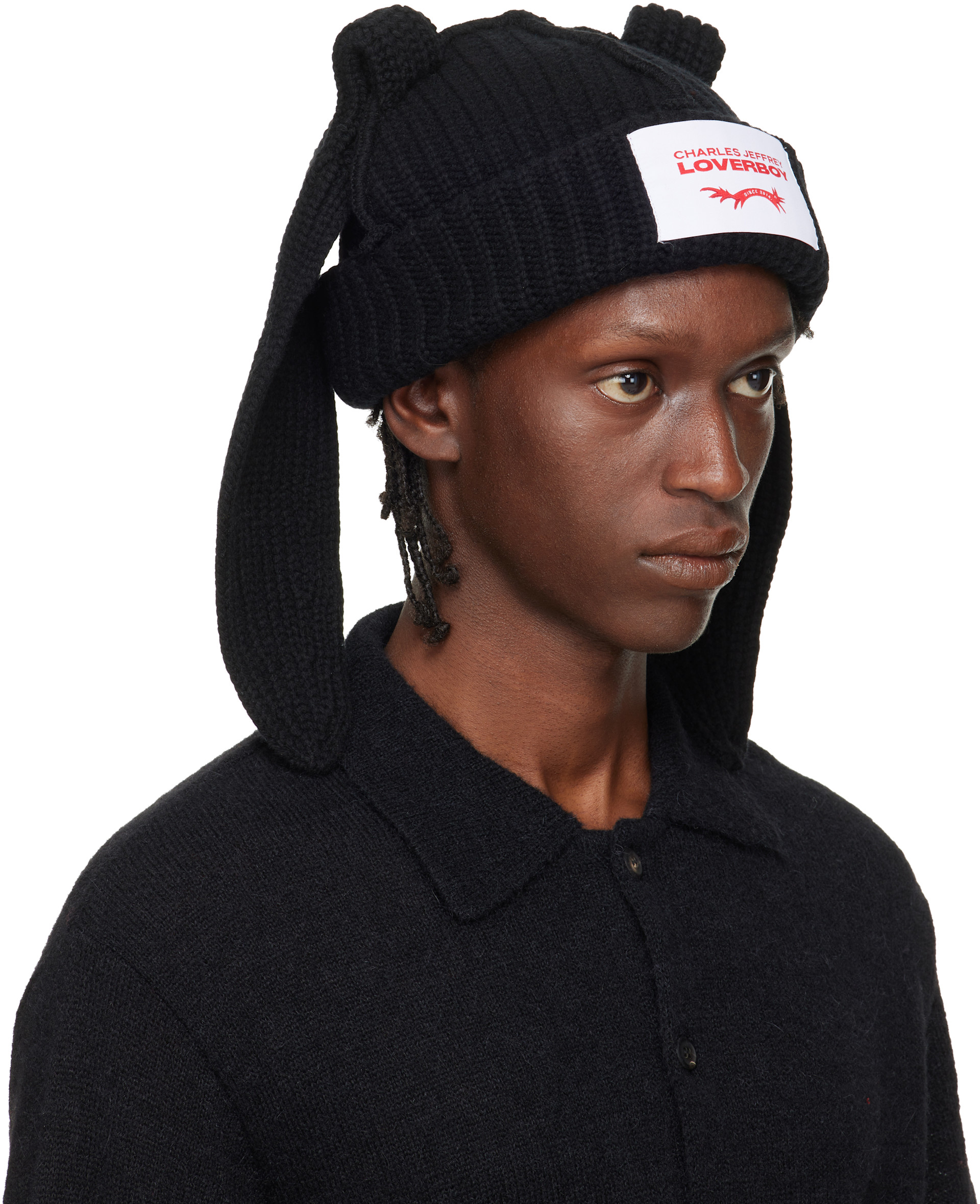 Charles Jeffrey LOVERBOY: ブラック Chunky Rabbit ビーニー | SSENSE