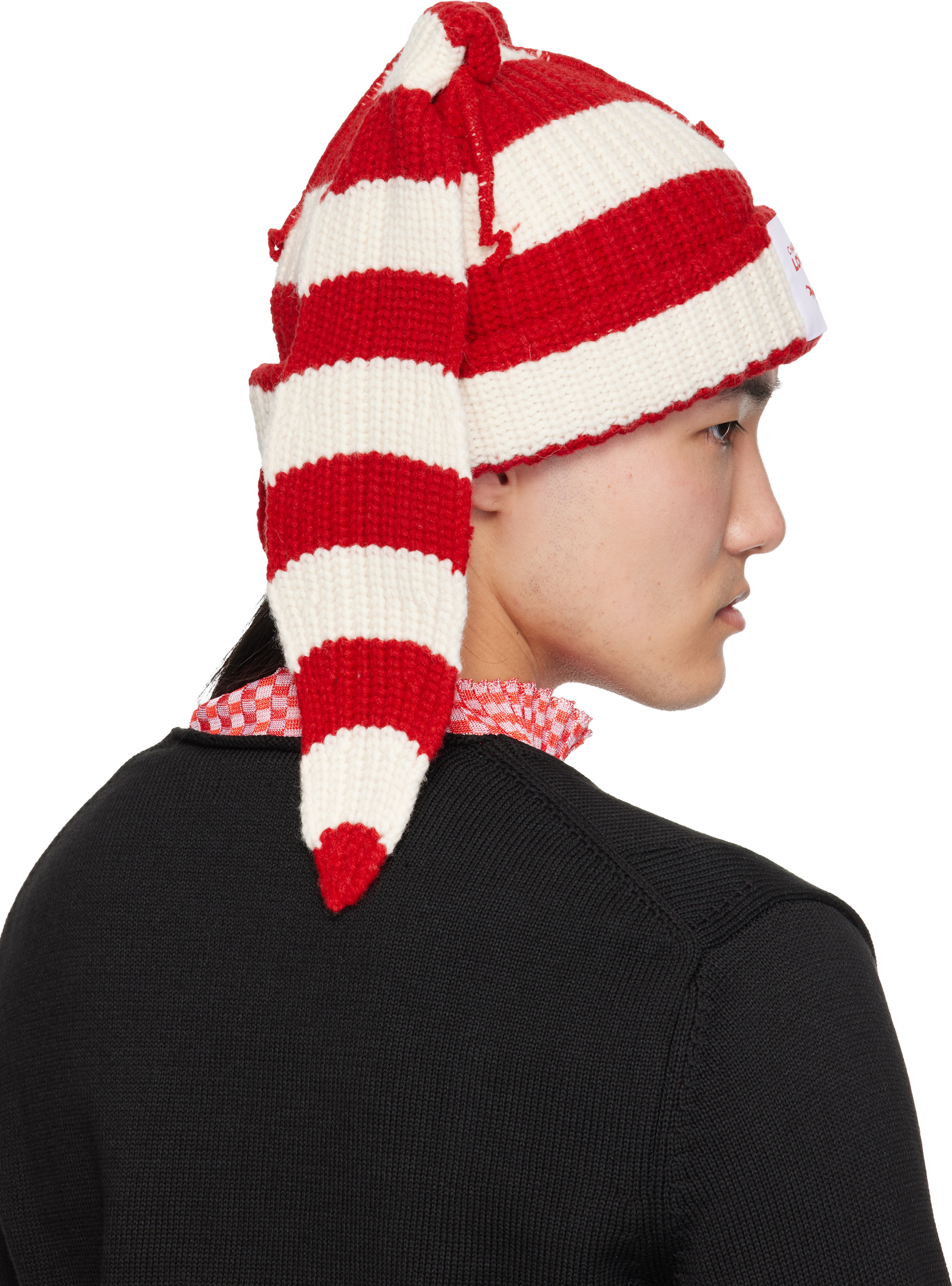 Charles Jeffrey LOVERBOY: レッド＆ホワイト Chunky Rabbit ビーニー
