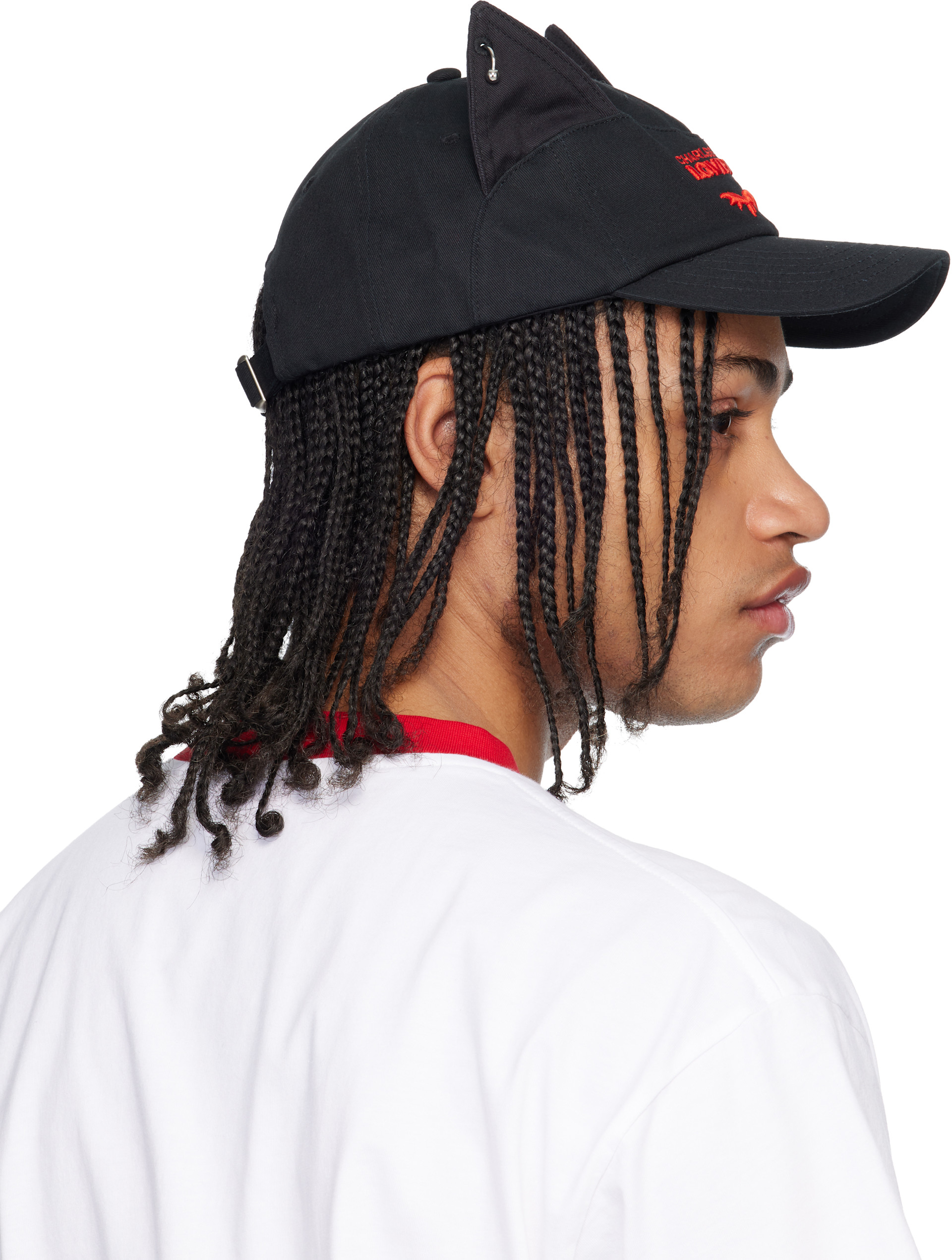 Charles Jeffrey LOVERBOY: Black Pierced Ears Cap | SSENSE