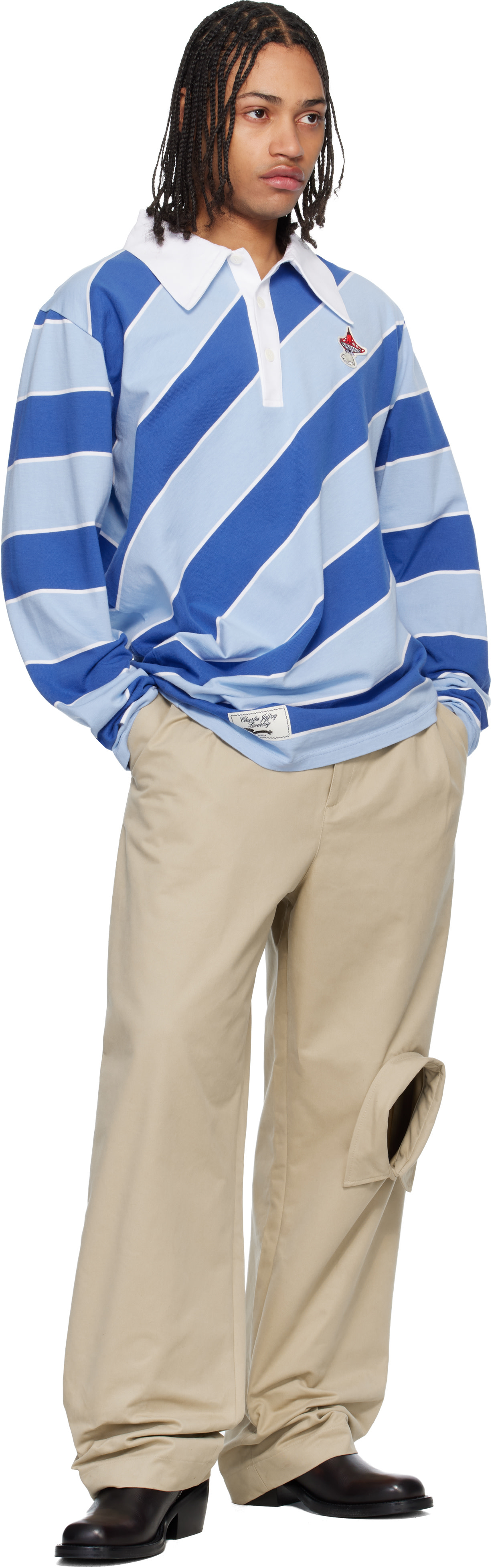 Charles Jeffrey LOVERBOY: Blue Topsy Turvy Polo | SSENSE