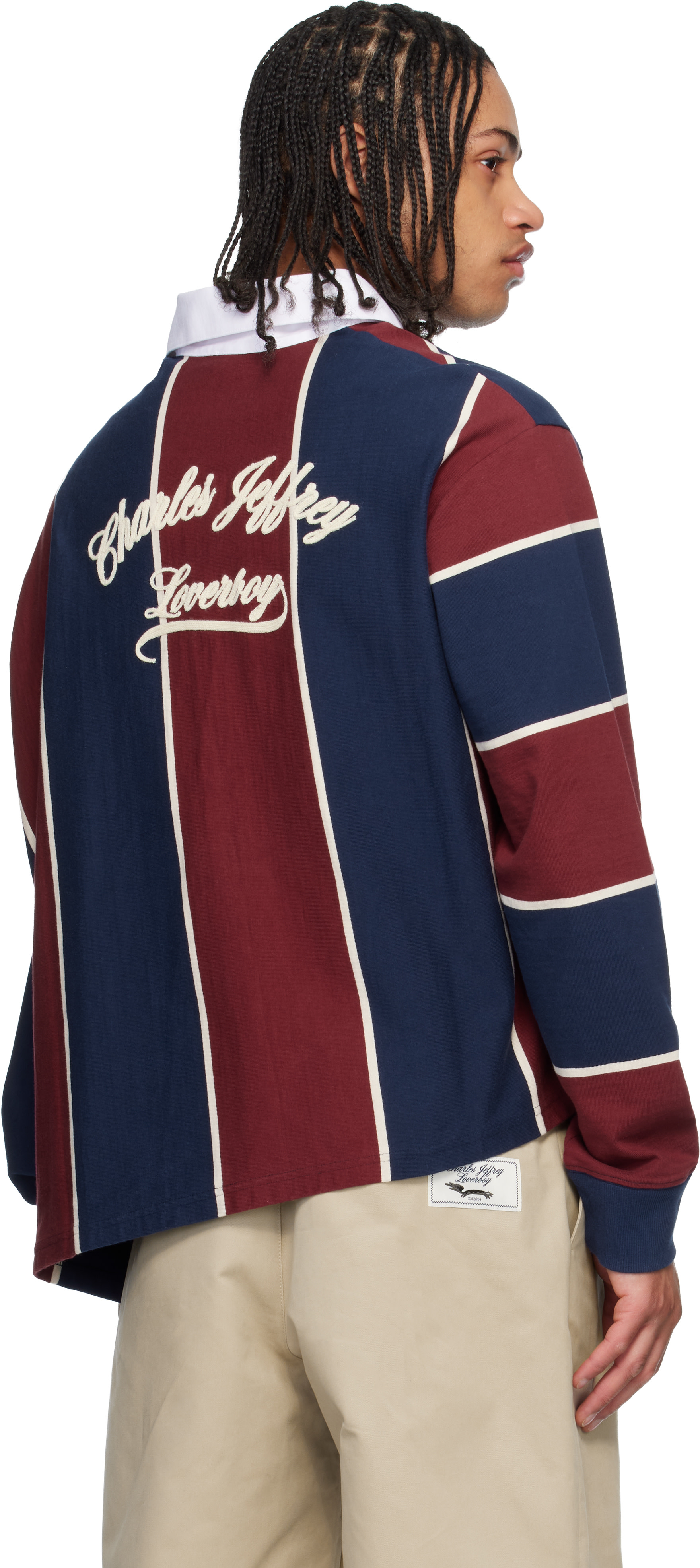 Charles Jeffrey LOVERBOY: ブルー＆レッド Warped ポロシャツ