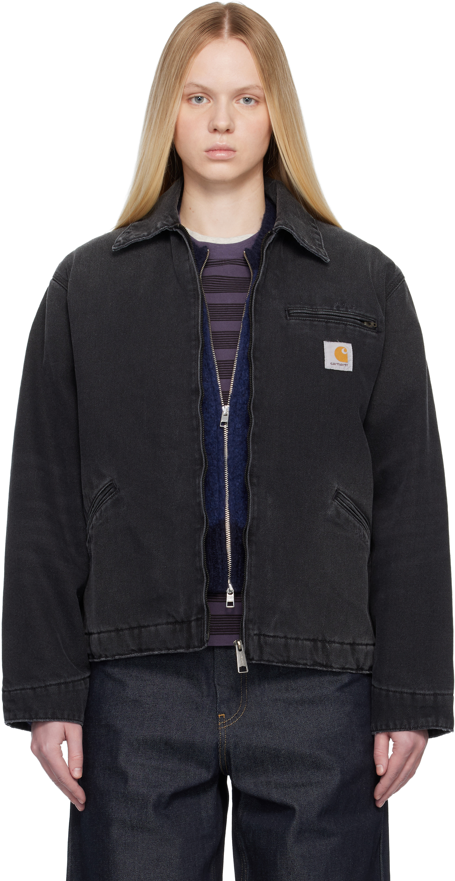 Carhartt Work In Progress: Black OG Detroit Denim Jacket | SSENSE