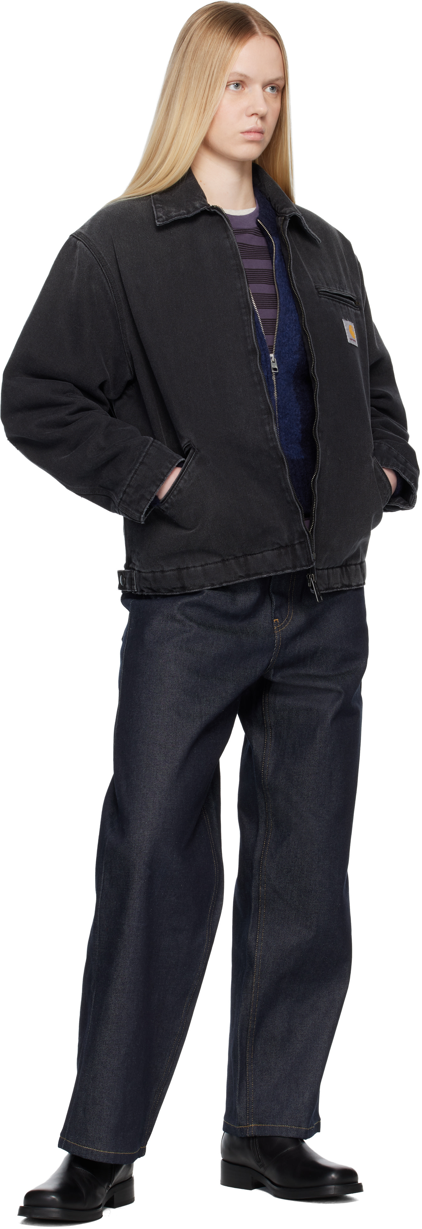 Carhartt Work In Progress: ブラック OG Detroit デニムジャケット