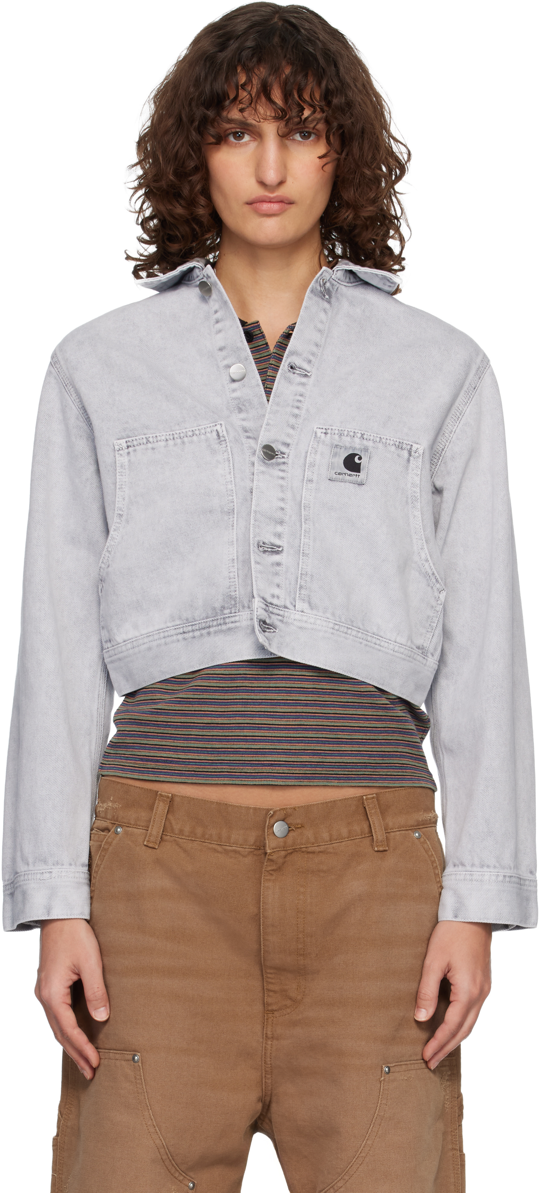 Carhartt Work In Progress - 그레이 아르카 데님 재킷