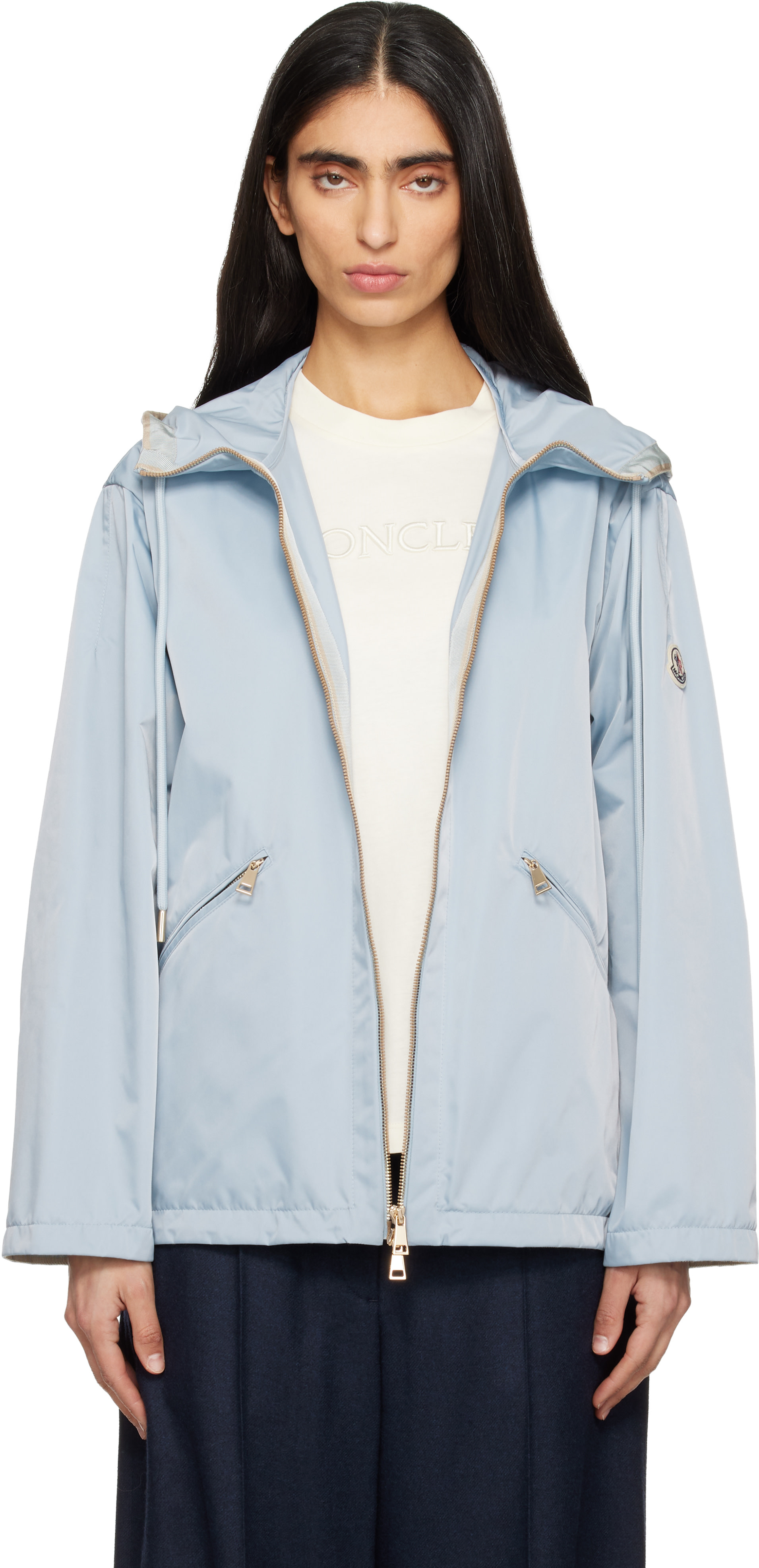 Moncler: ブルー Cassiopea フード付きジャケット | SSENSE 日本