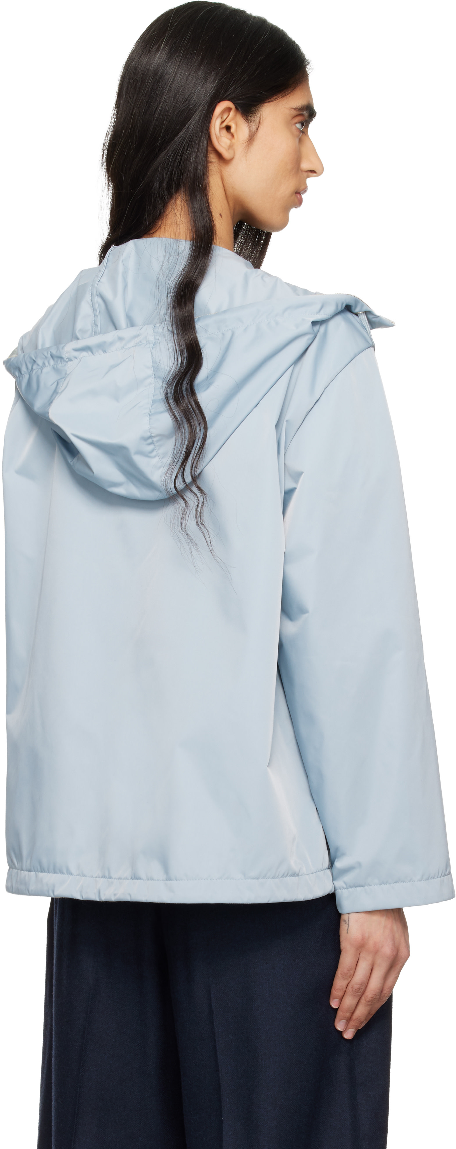 Moncler - Blouson Cassiopea bleu à capuche