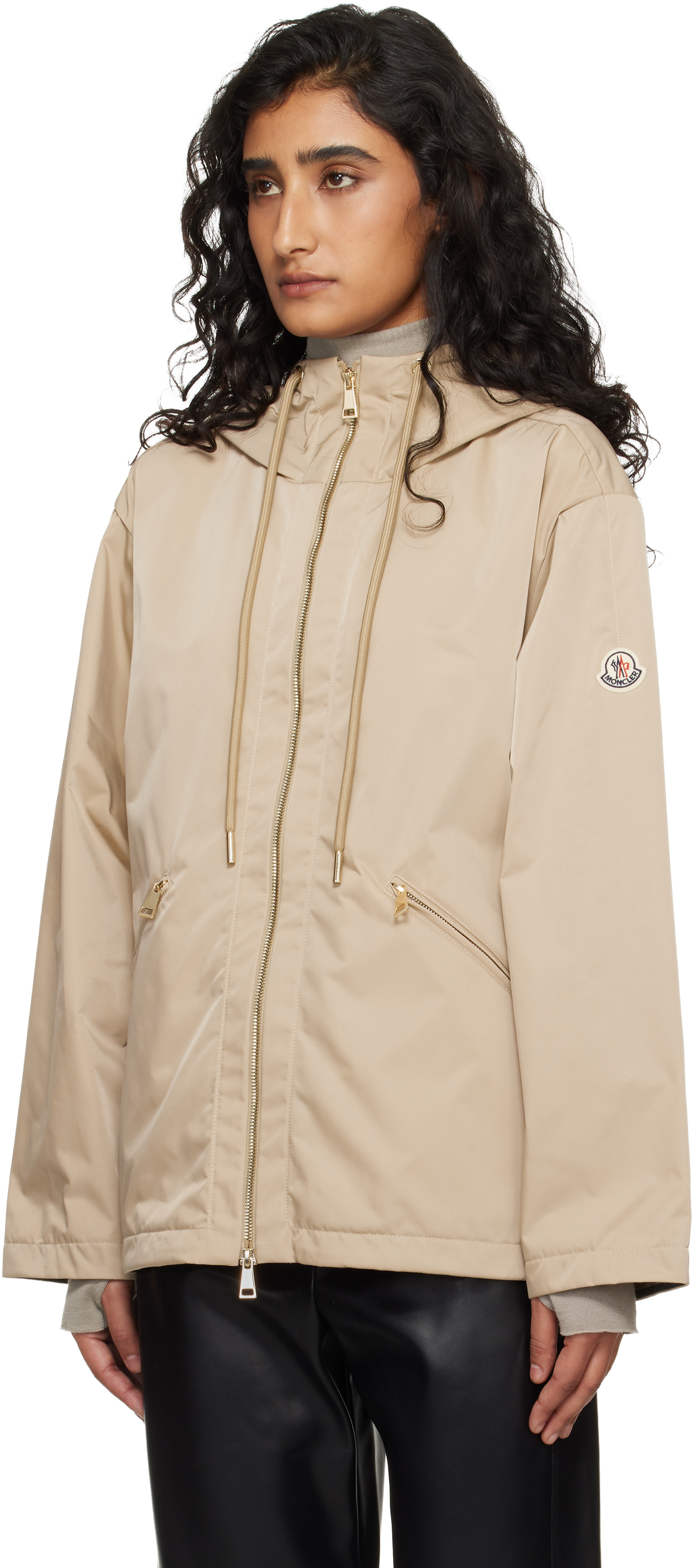 Moncler - Blouson Cassiopea beige à capuche