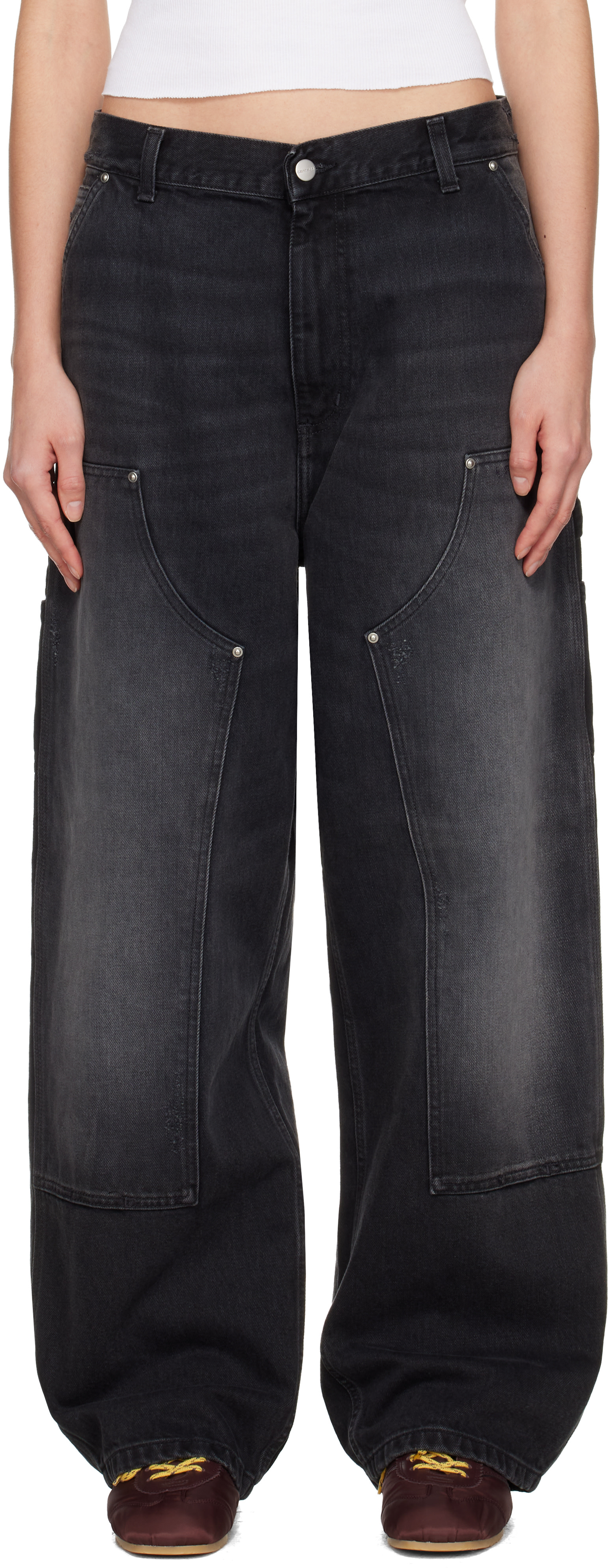 Carhartt Work In Progress: ブラック Brandon Double Knee ジーンズ