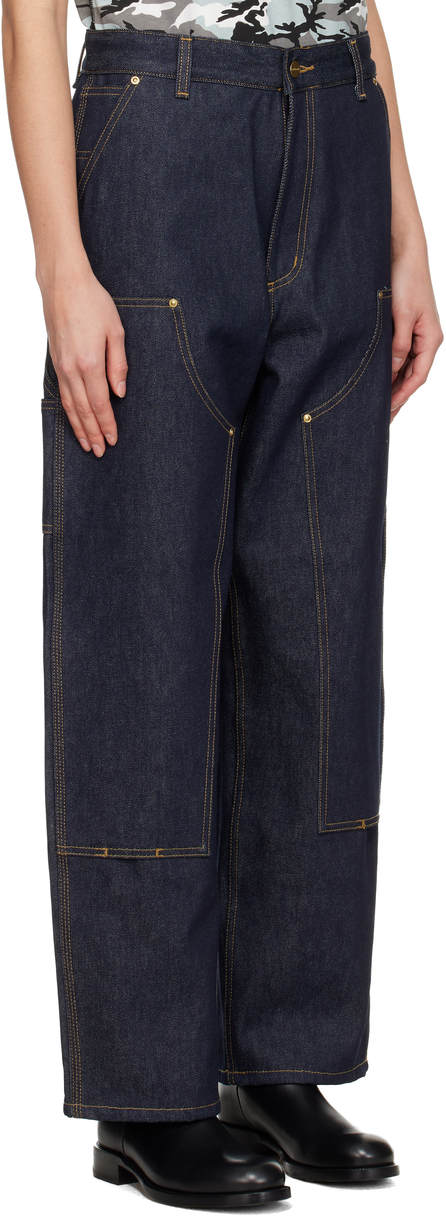 Carhartt Work In Progress: Blue Denim Brandon Double Knee Jeans