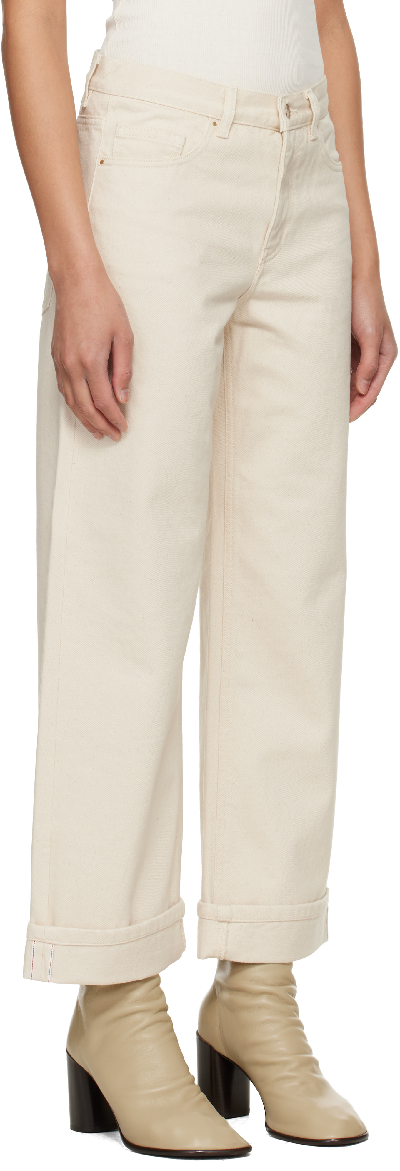 Moncler - Jean écourté blanc cassé