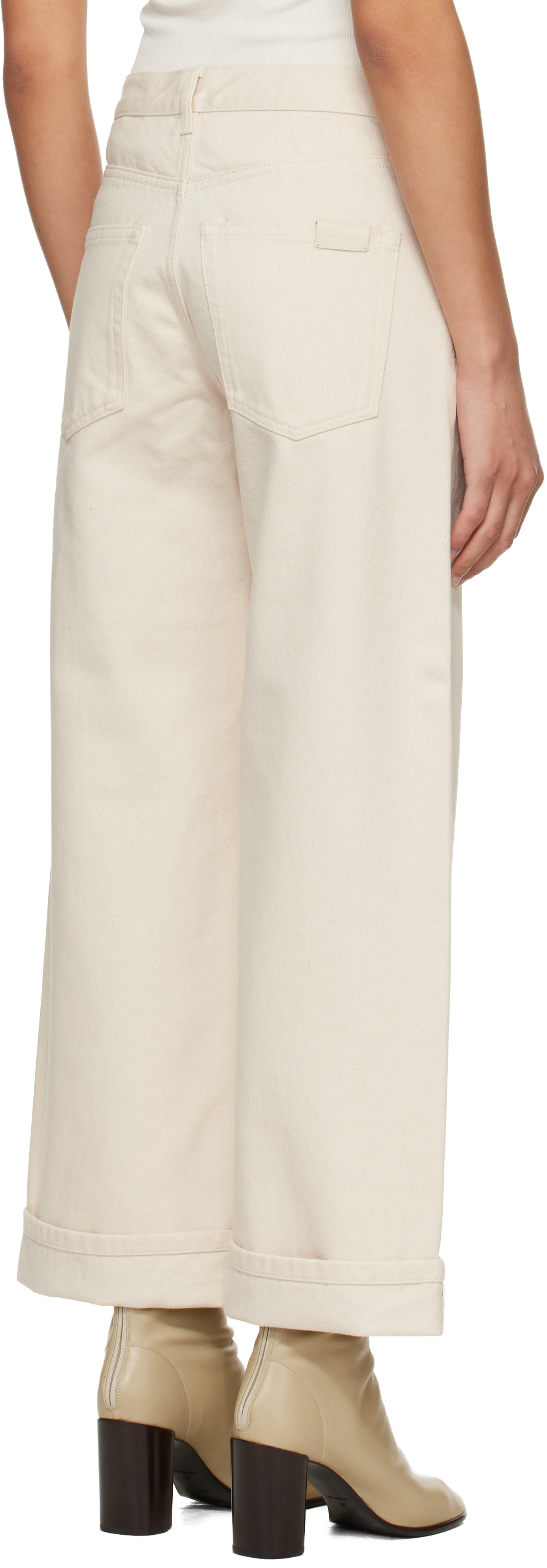 Moncler - Jean écourté blanc cassé