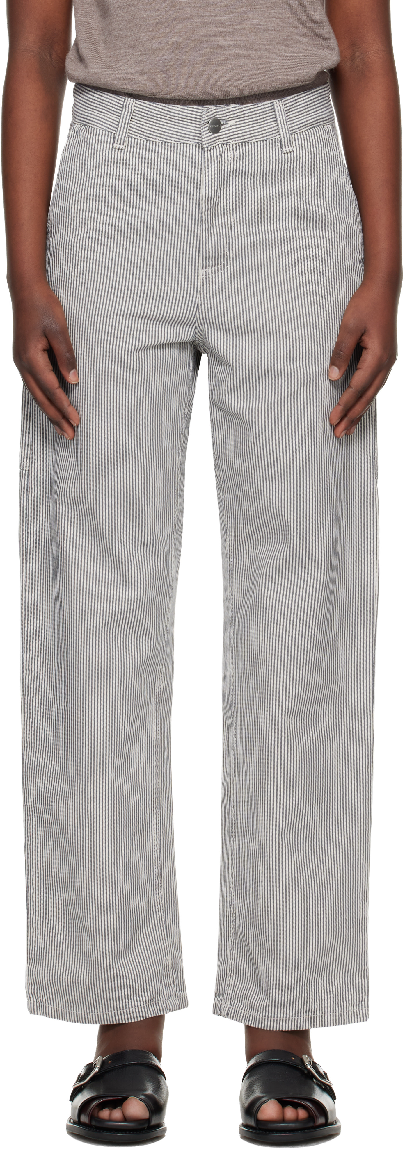 Carhartt Work In Progress - Jean Mercer gris à rayures