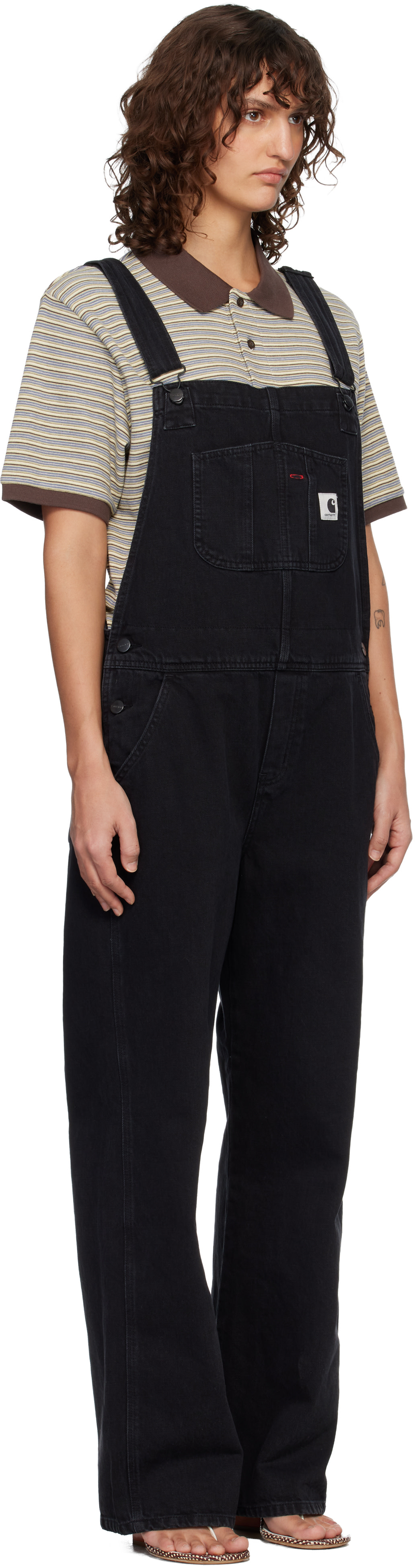 Carhartt Work In Progress: ブラック ストレート ビブ デニム