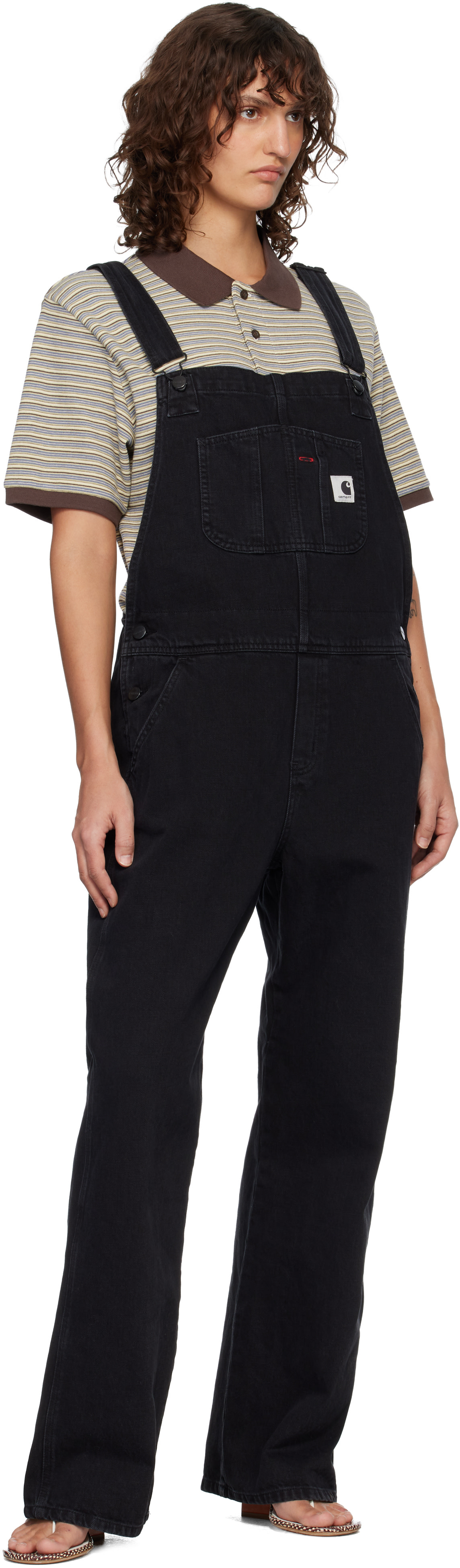 Carhartt Work In Progress: Black Bib Straight Denim Overalls | SSENSE