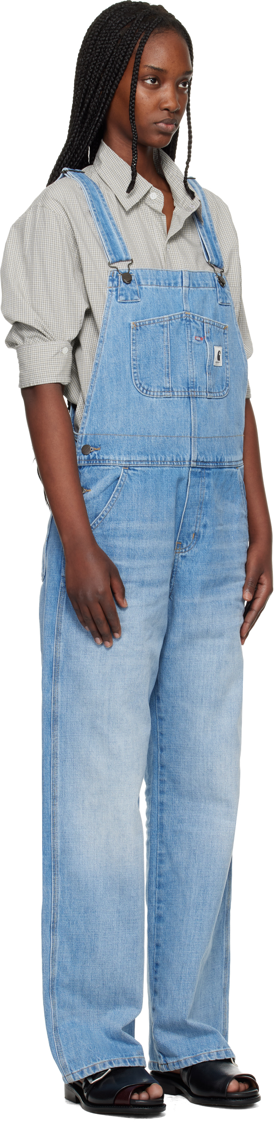 Carhartt Work In Progress: Blue Bib Straight Denim Overalls | SSENSE