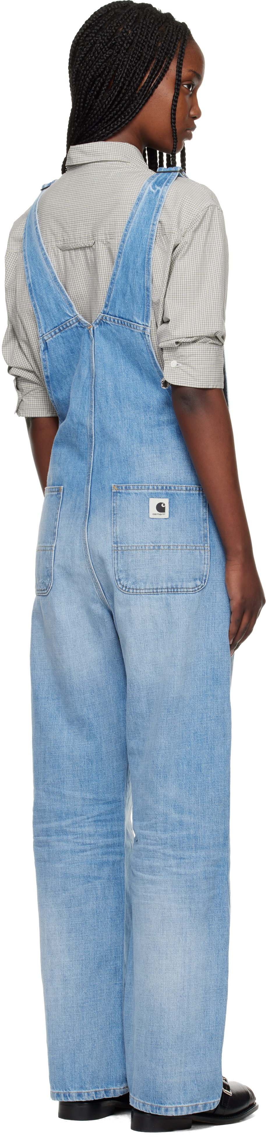 Carhartt Work In Progress: ブルー ストレート ビブ デニム