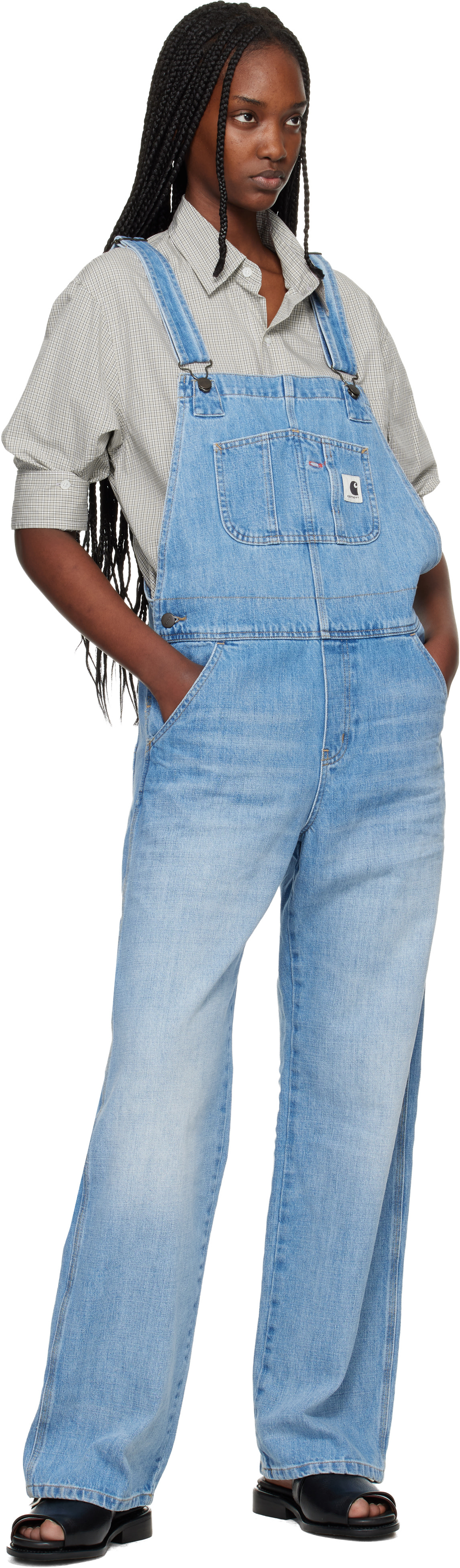 Carhartt Denim Overall カーハート Carhartt Work In Progress: Blue Bib Straight Denim Overalls | SSENSE