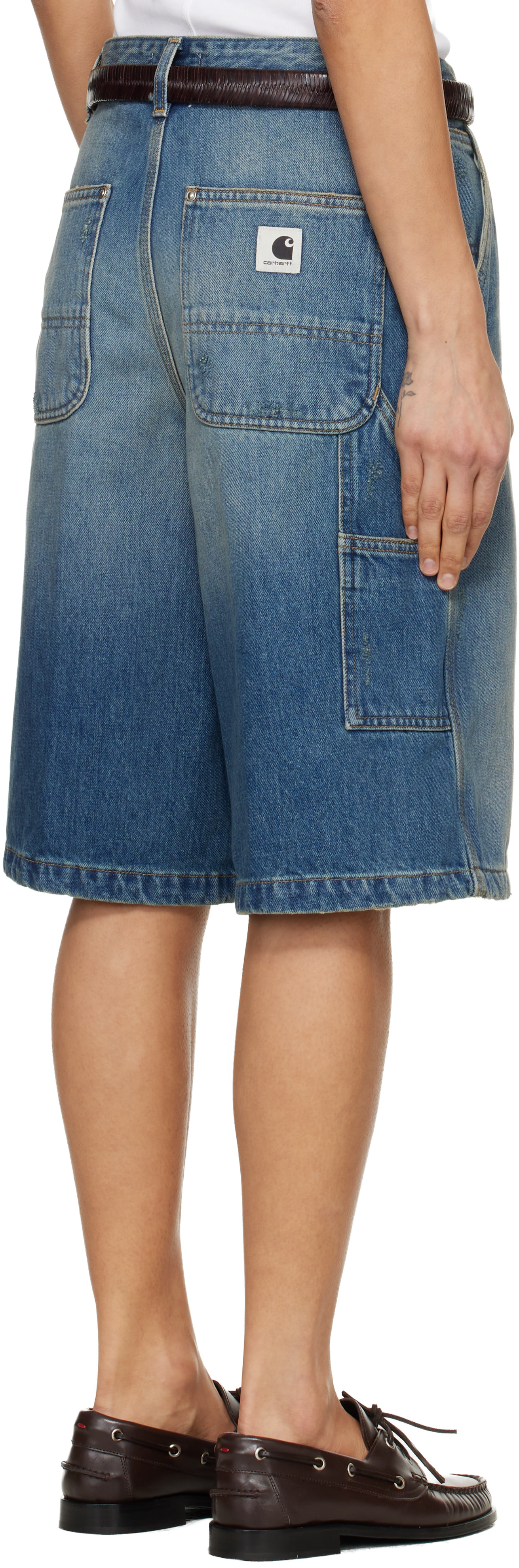 Carhartt Work In Progress: Blue Nixon Double Knee Denim Shorts