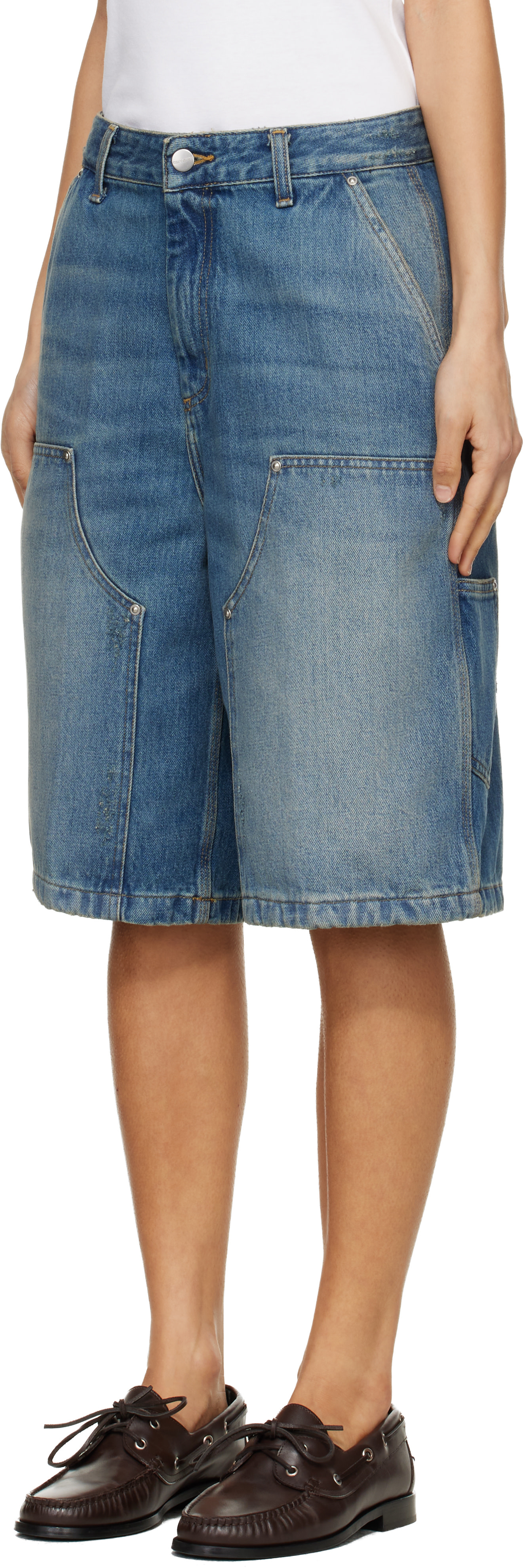 Carhartt Work In Progress: Blue Nixon Double Knee Denim Shorts