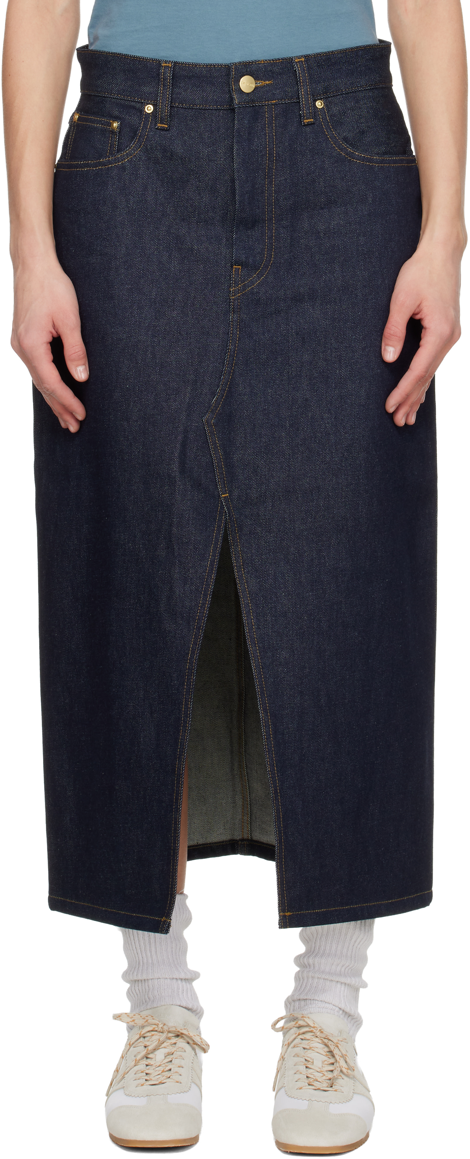 Carhartt Work In Progress - Jupe midi Brandon bleue en denim