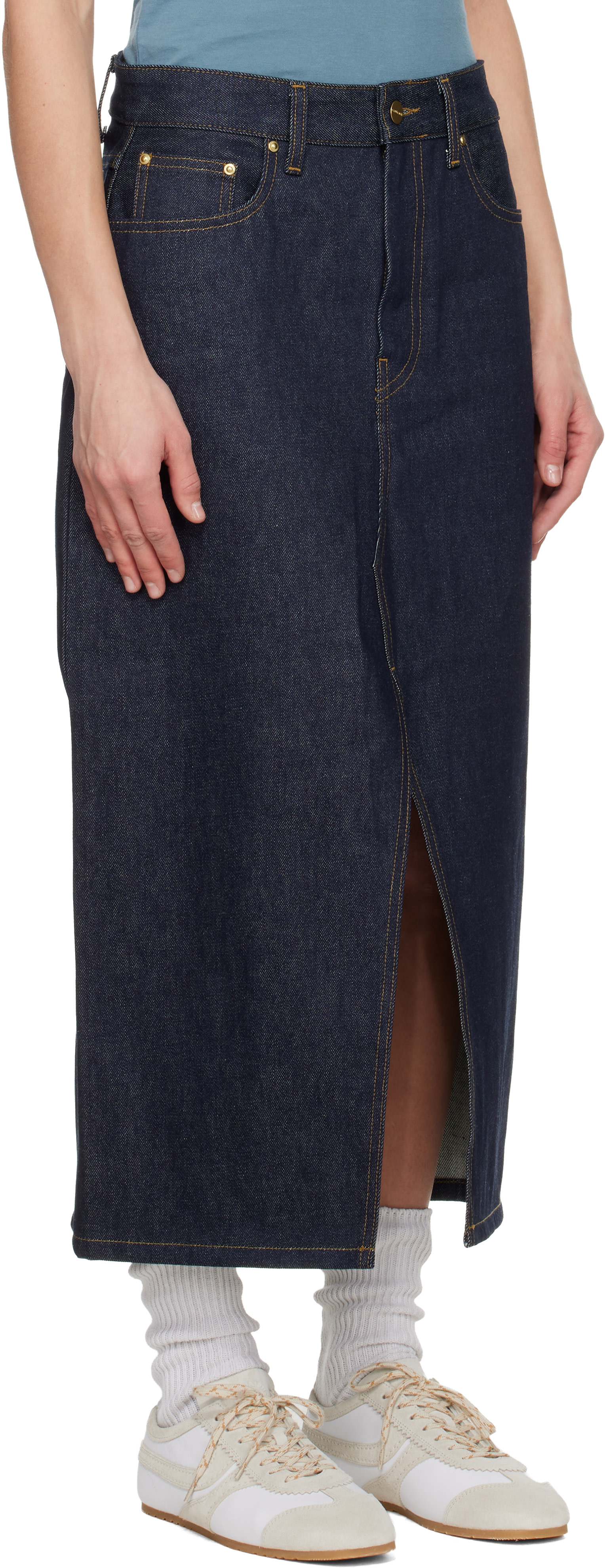 Carhartt Work In Progress - Jupe midi Brandon bleue en denim