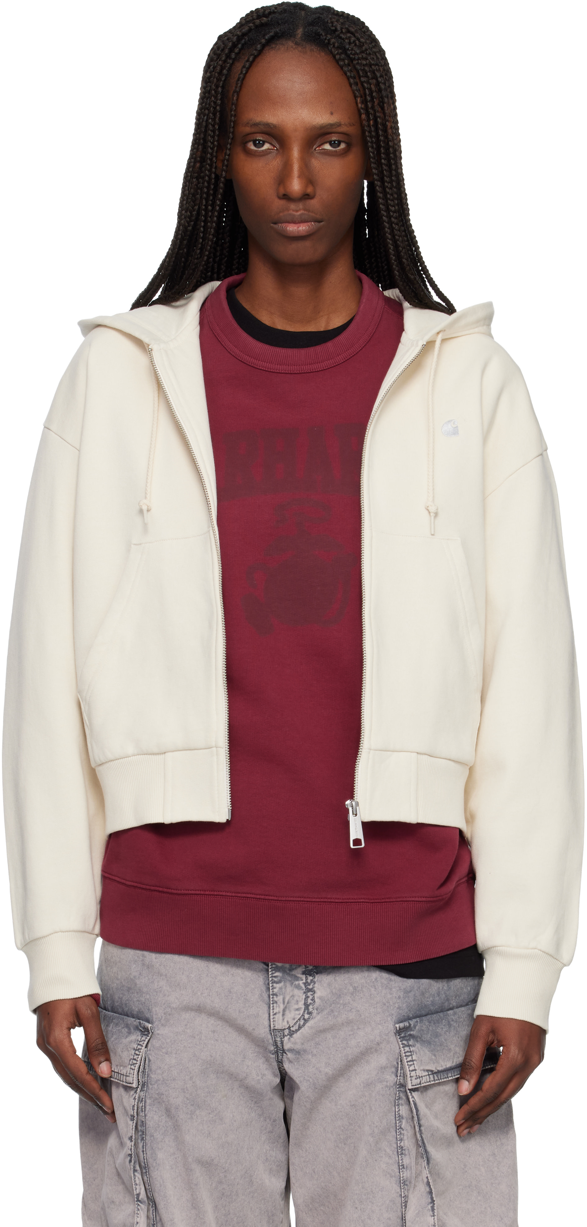 Carhartt Work In Progress - Pull à capuche Casey blanc cassé