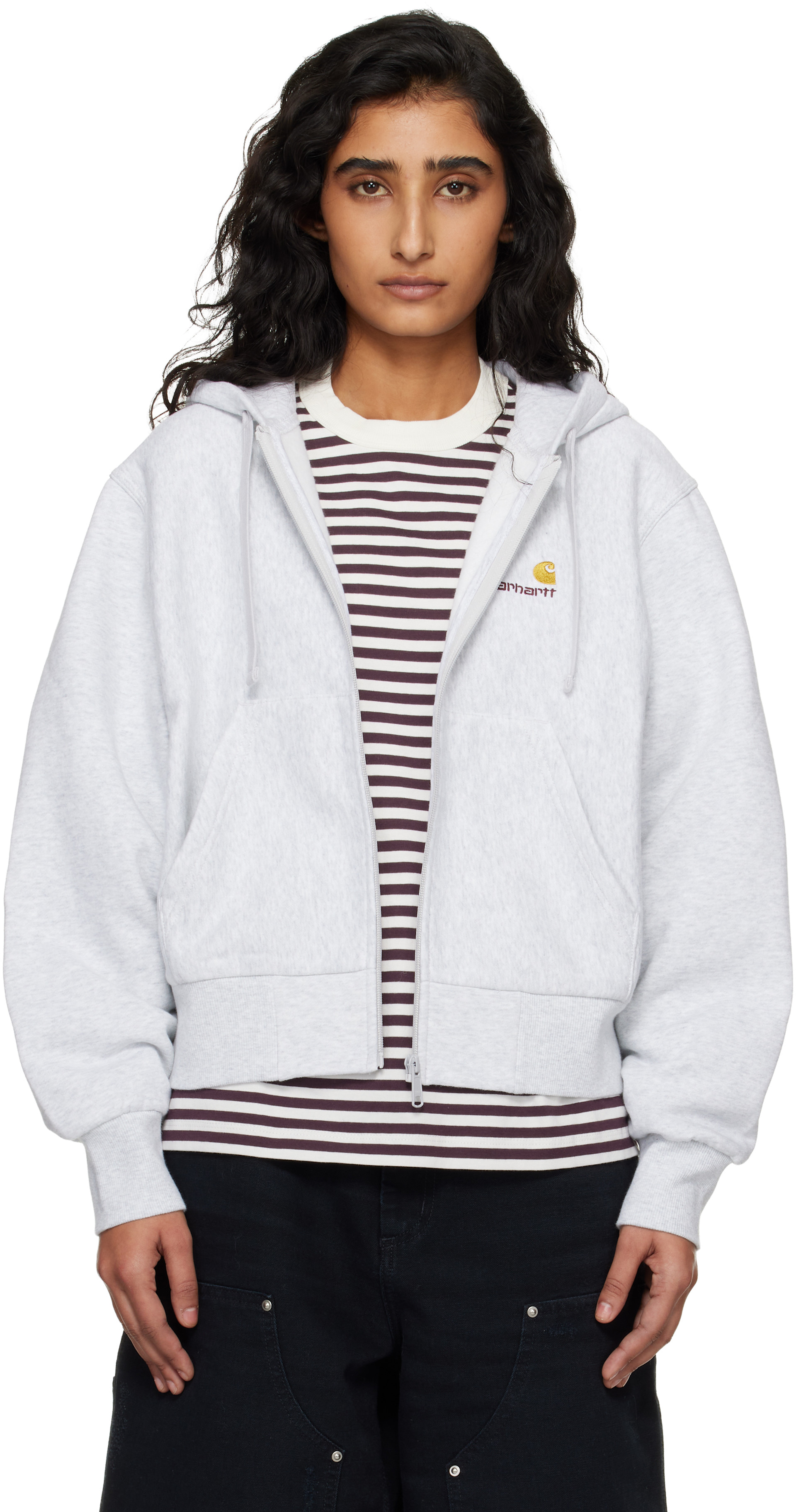Carhartt Work In Progress - Pull à capuche gris à logo American Script