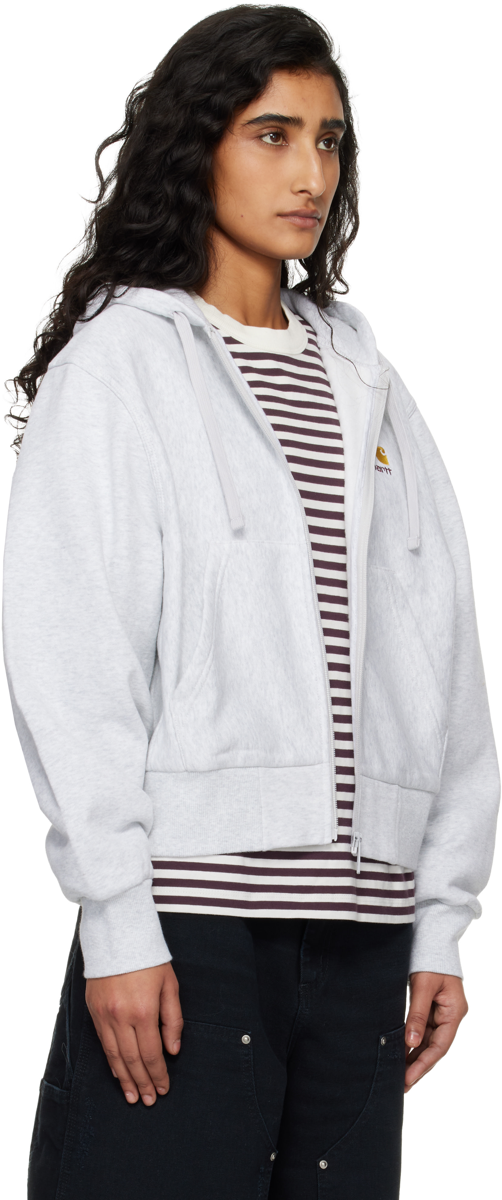 Carhartt Work In Progress - Pull à capuche gris à logo American Script
