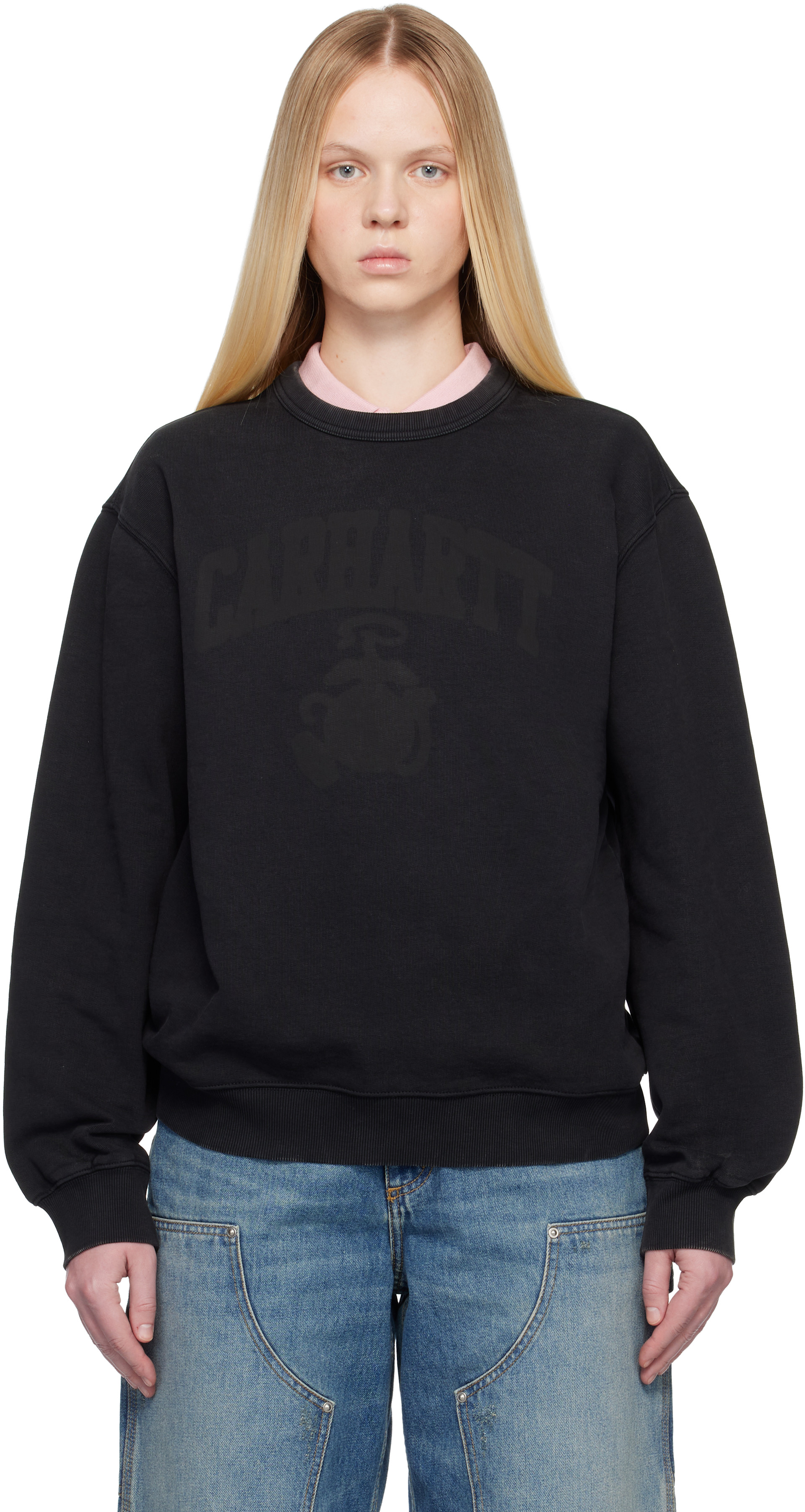 Carhartt Work In Progress - Pull molletonné Pond Corps noir à effet délavé