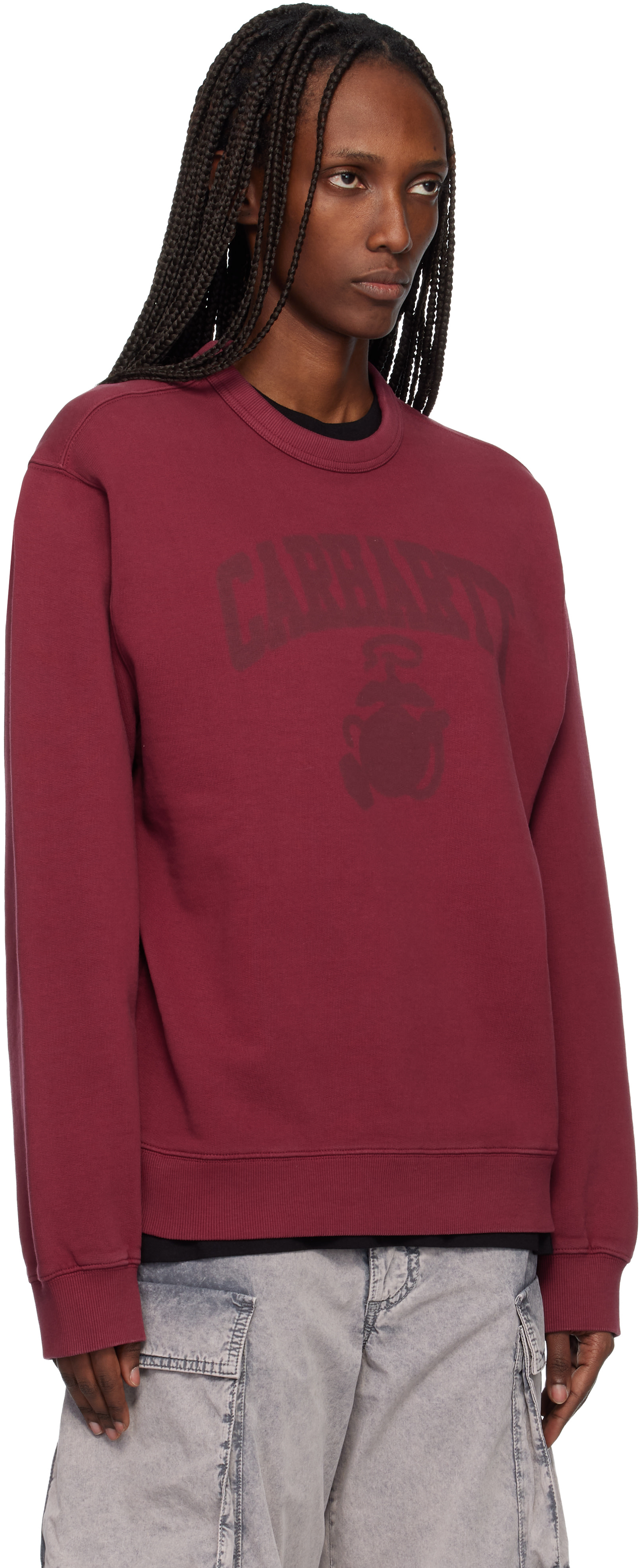 Carhartt Work In Progress - Pull molletonné Pond Corps rouge à effet délavé