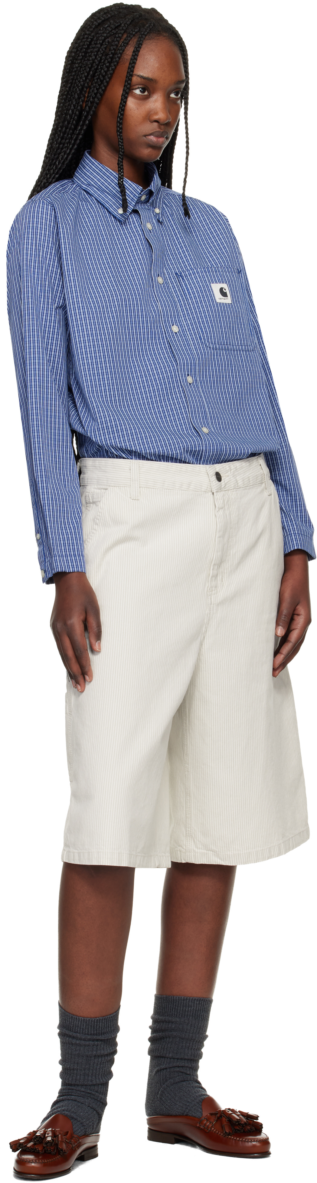 Carhartt Work In Progress: Navy L/S Groff Shirt | SSENSE