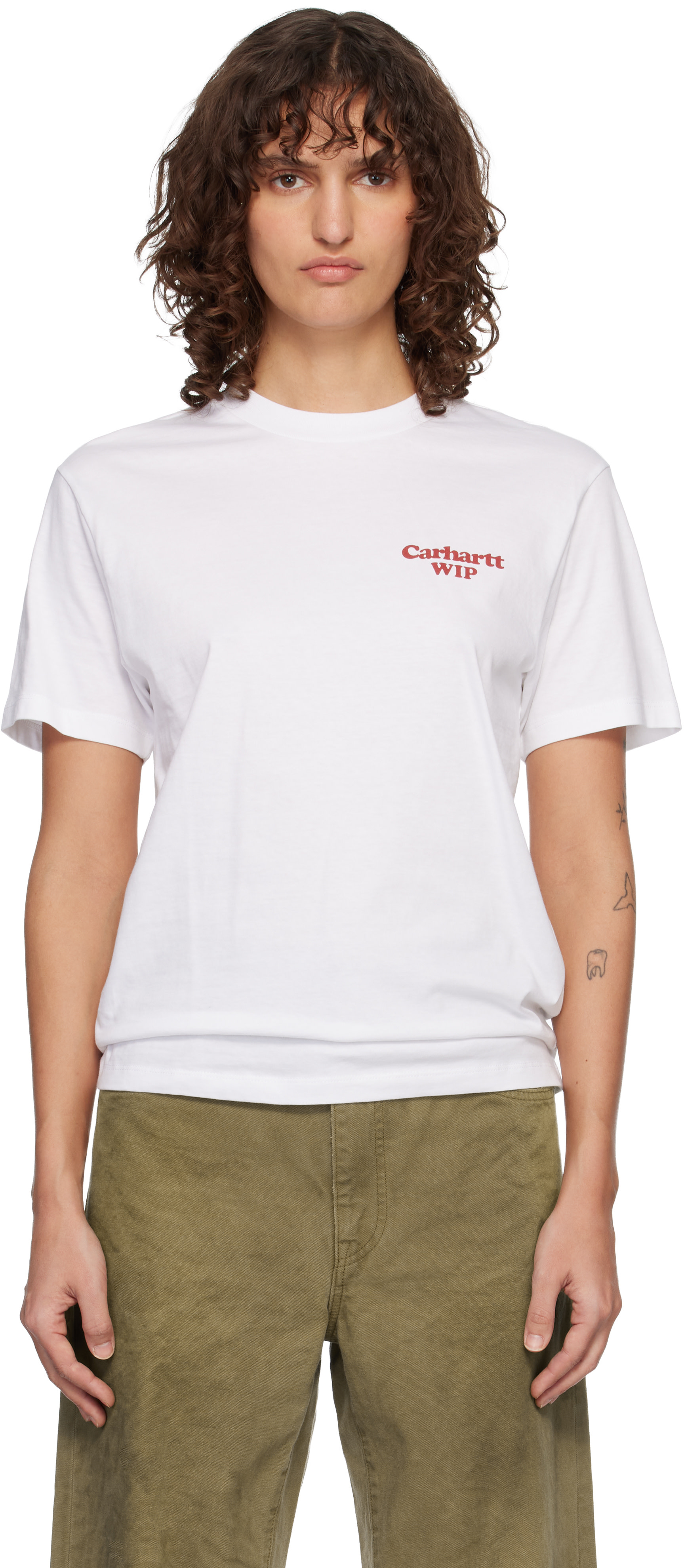 Carhartt Work In Progress - T-shirt blanc à logo Spoiled