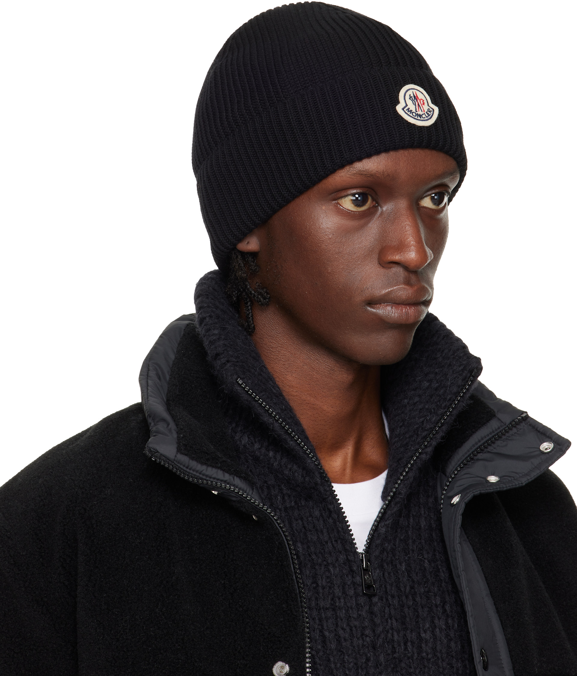 Moncler: ブラック ロゴ コットン ビーニー | SSENSE 日本