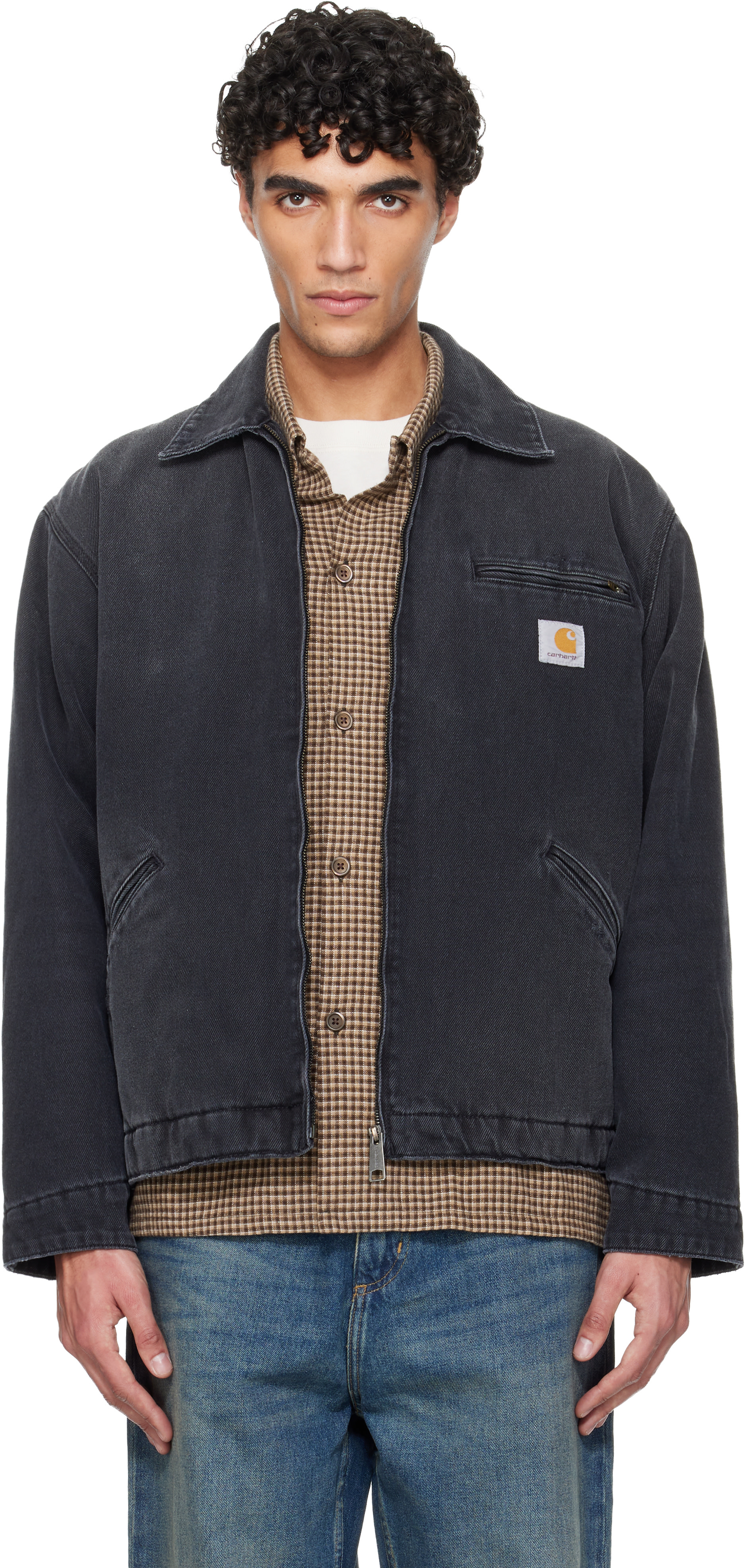 carhartt Lサイズ ブラック デニムジャケット Carhartt Work In Progress: ブラック OG Detroit デニムジャケット