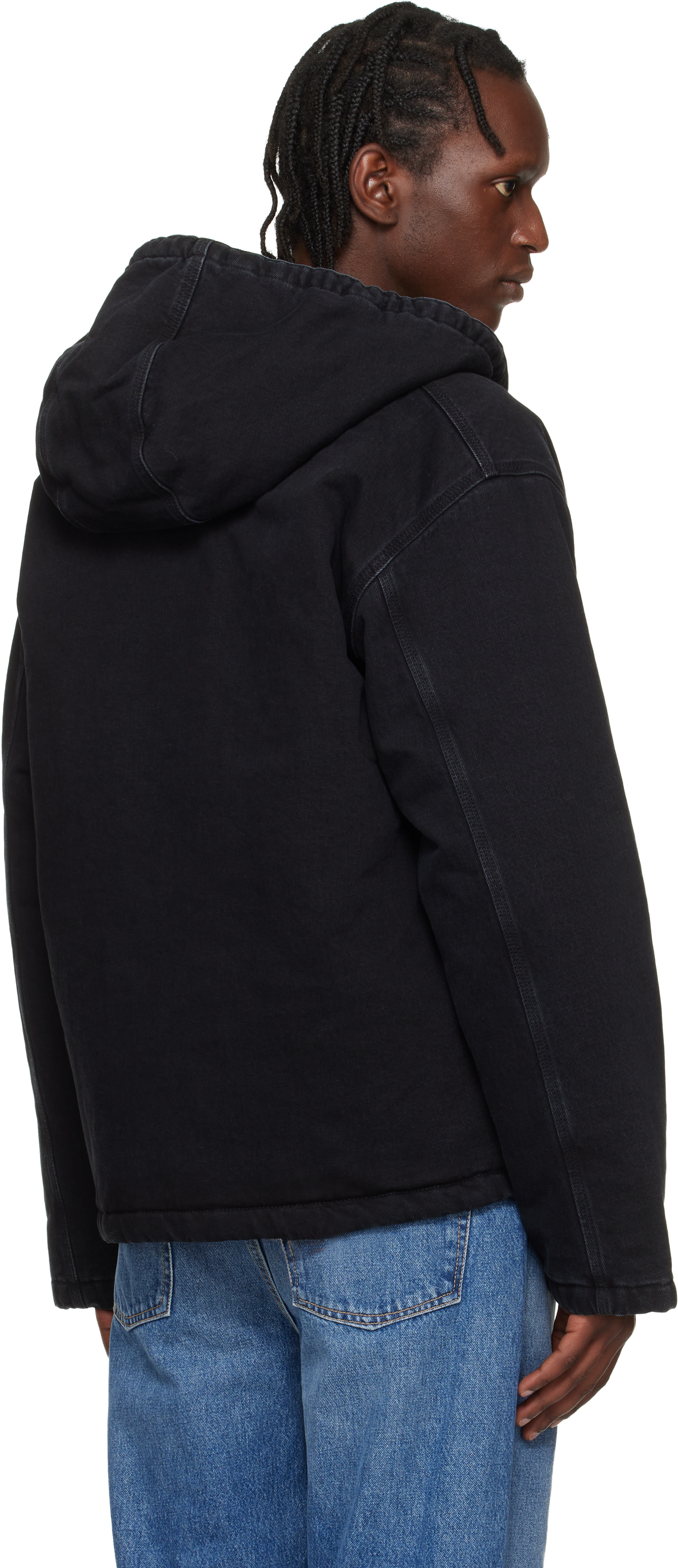 Carhartt ブラックジャケット Steve刺繍(短丈) バック刺繍】カーハート トラディショナルジャケット ショート丈 J02