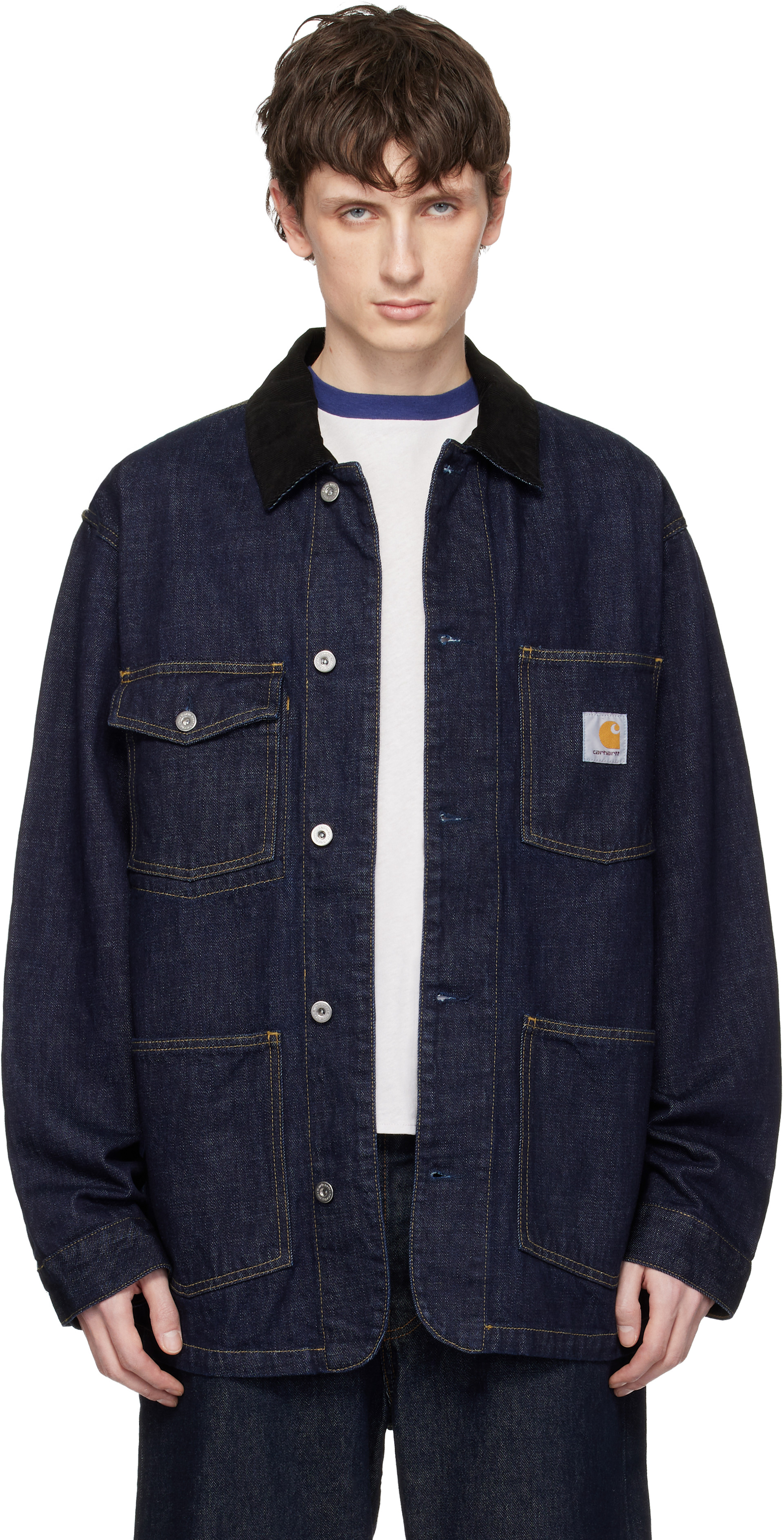 Carhartt Work In Progress: Blue Warren Denim Chore Coat | SSENSE