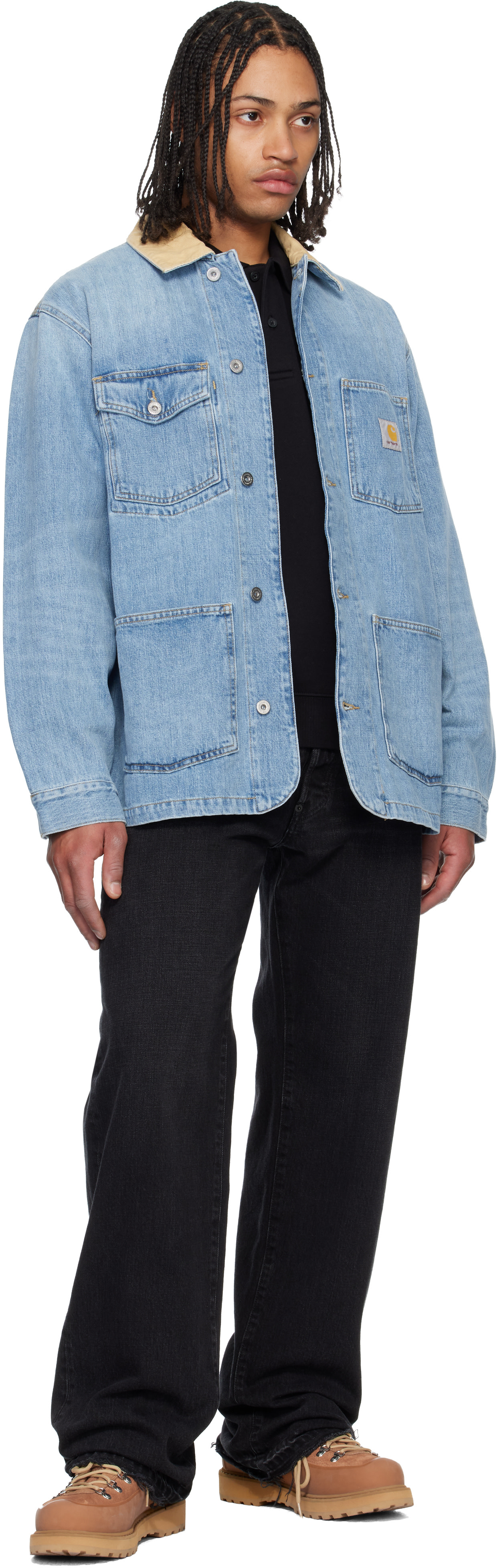 【雰囲気抜群】Carhartt チョアコート 後染め 一点物 雰囲気系 グランジ Carhartt Work In Progress: ブルー Warren デニム チョアコート