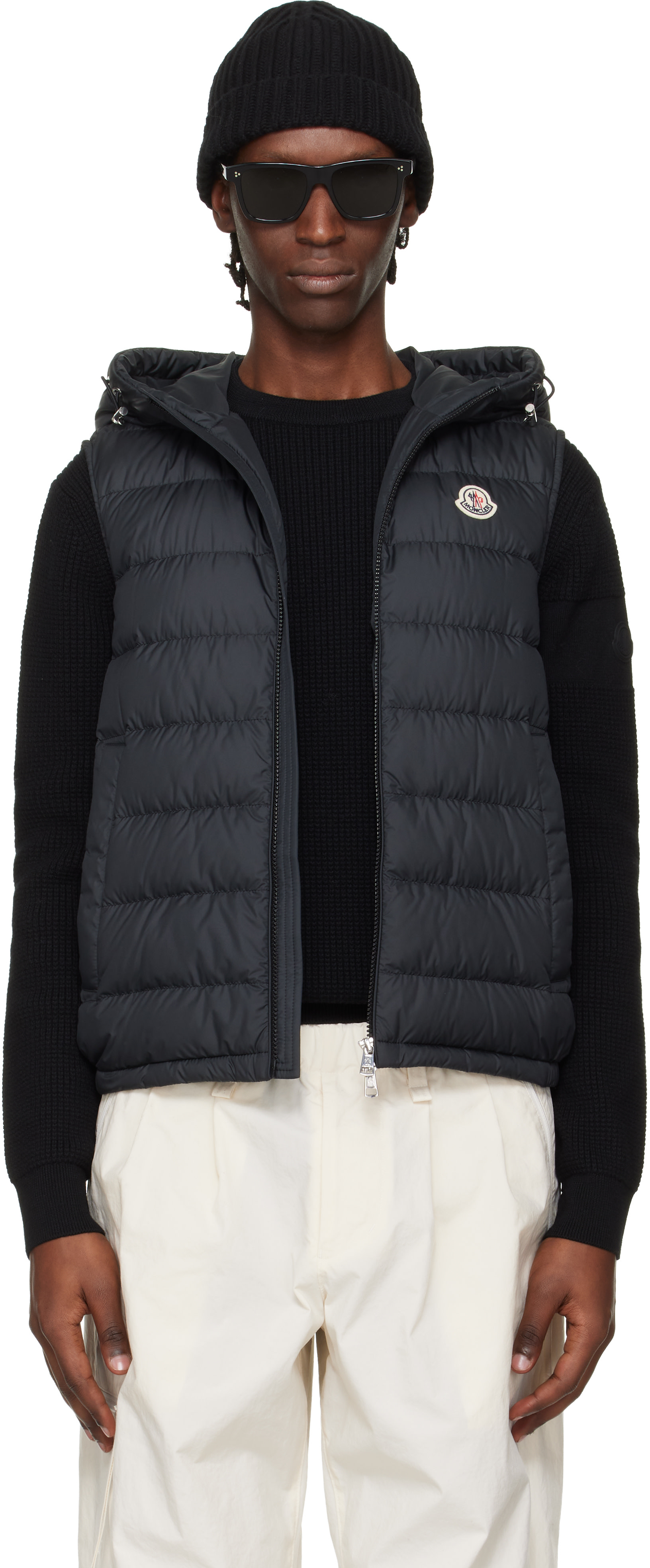 Moncler: ブラック Marseillan フード ダウンベスト | SSENSE 日本